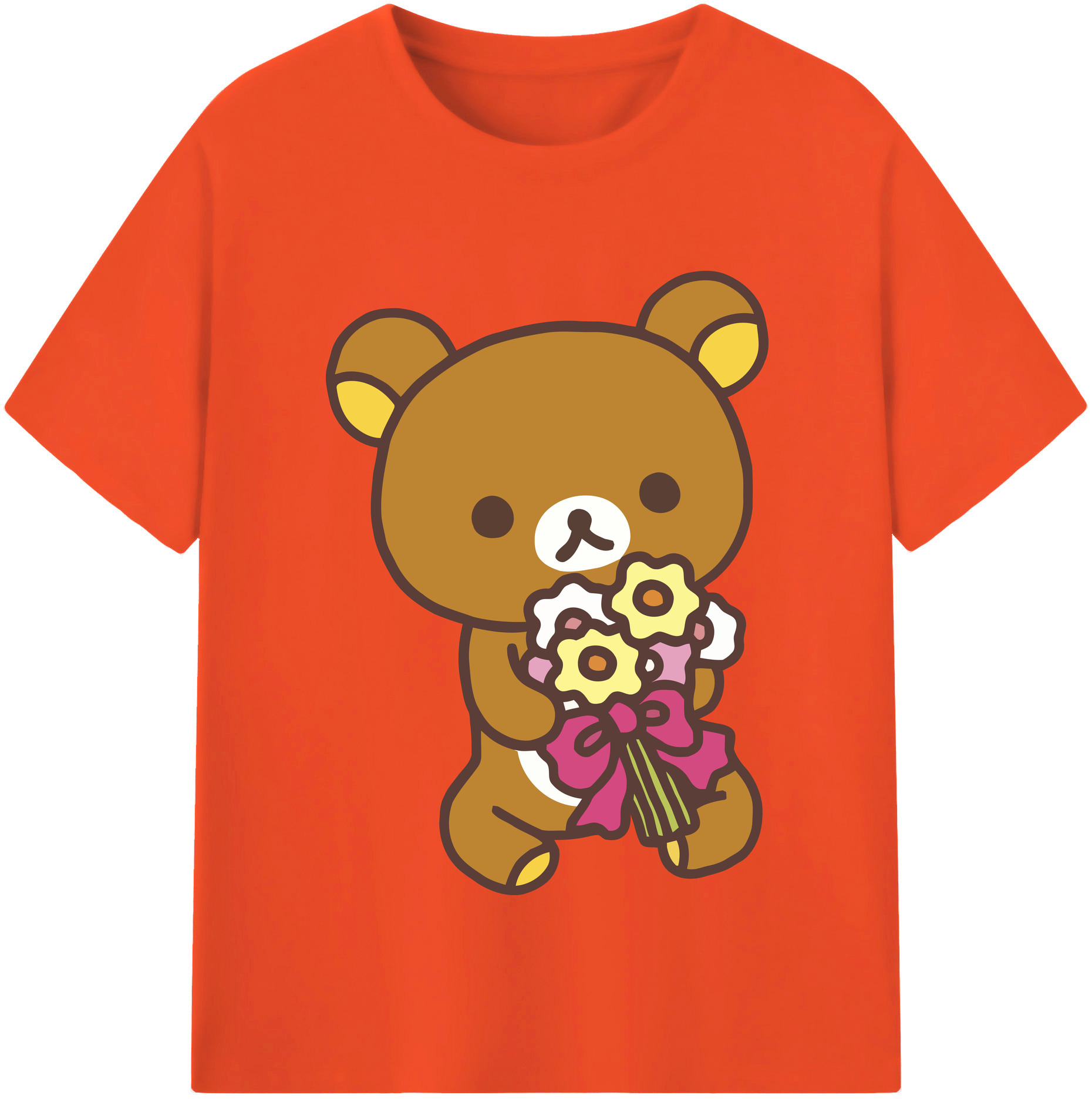 （画像用） リラックマ リラックマ キイロイトリ Rilakkuma Korilakkuma Kiiroitori 綿100％半袖Tシャツ（フロントプリント）
