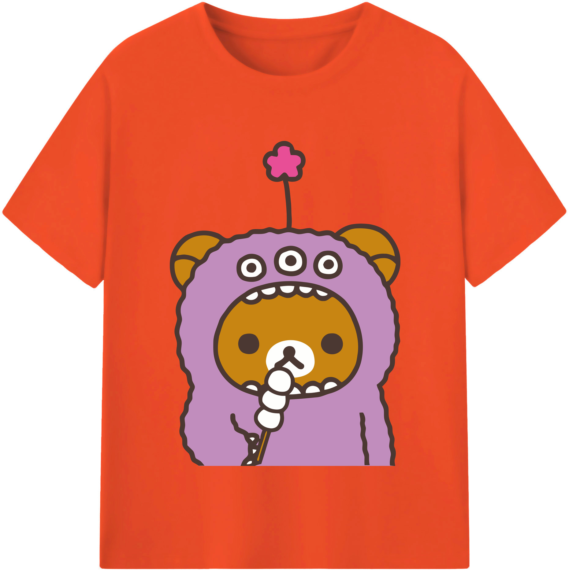 （画像用） リラックマ リラックマ キイロイトリ Rilakkuma Korilakkuma Kiiroitori 綿100％半袖Tシャツ（フロントプリント）
