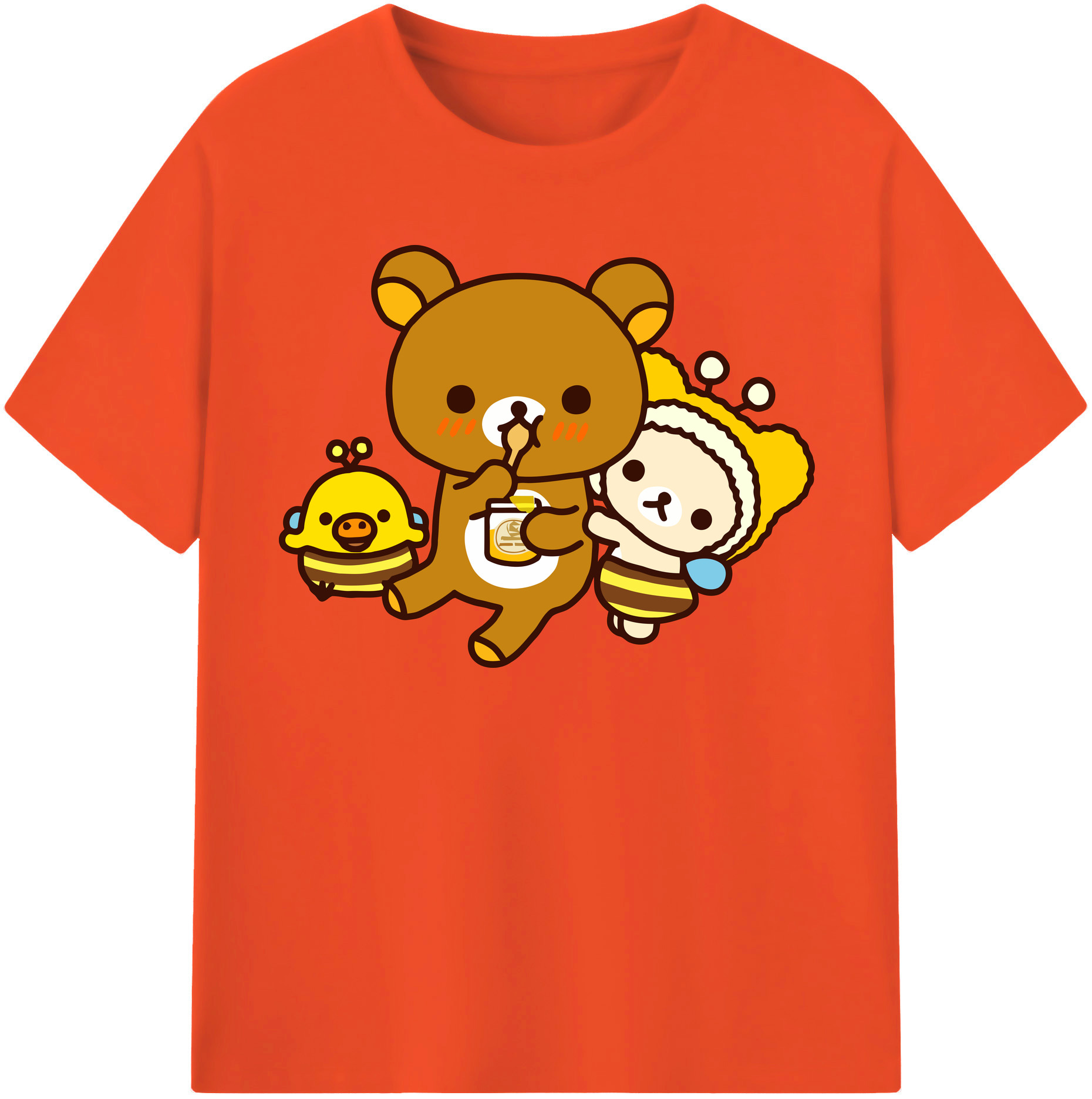 （画像用） リラックマ リラックマ キイロイトリ Rilakkuma Korilakkuma Kiiroitori 綿100％半袖Tシャツ（フロントプリント）