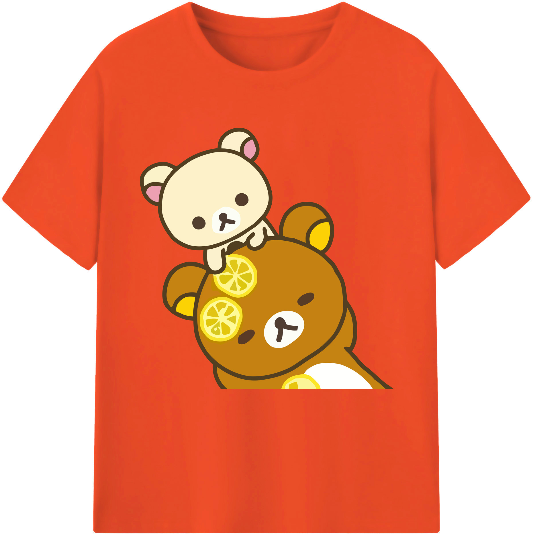 （画像用） リラックマ リラックマ キイロイトリ Rilakkuma Korilakkuma Kiiroitori 綿100％半袖Tシャツ（フロントプリント）