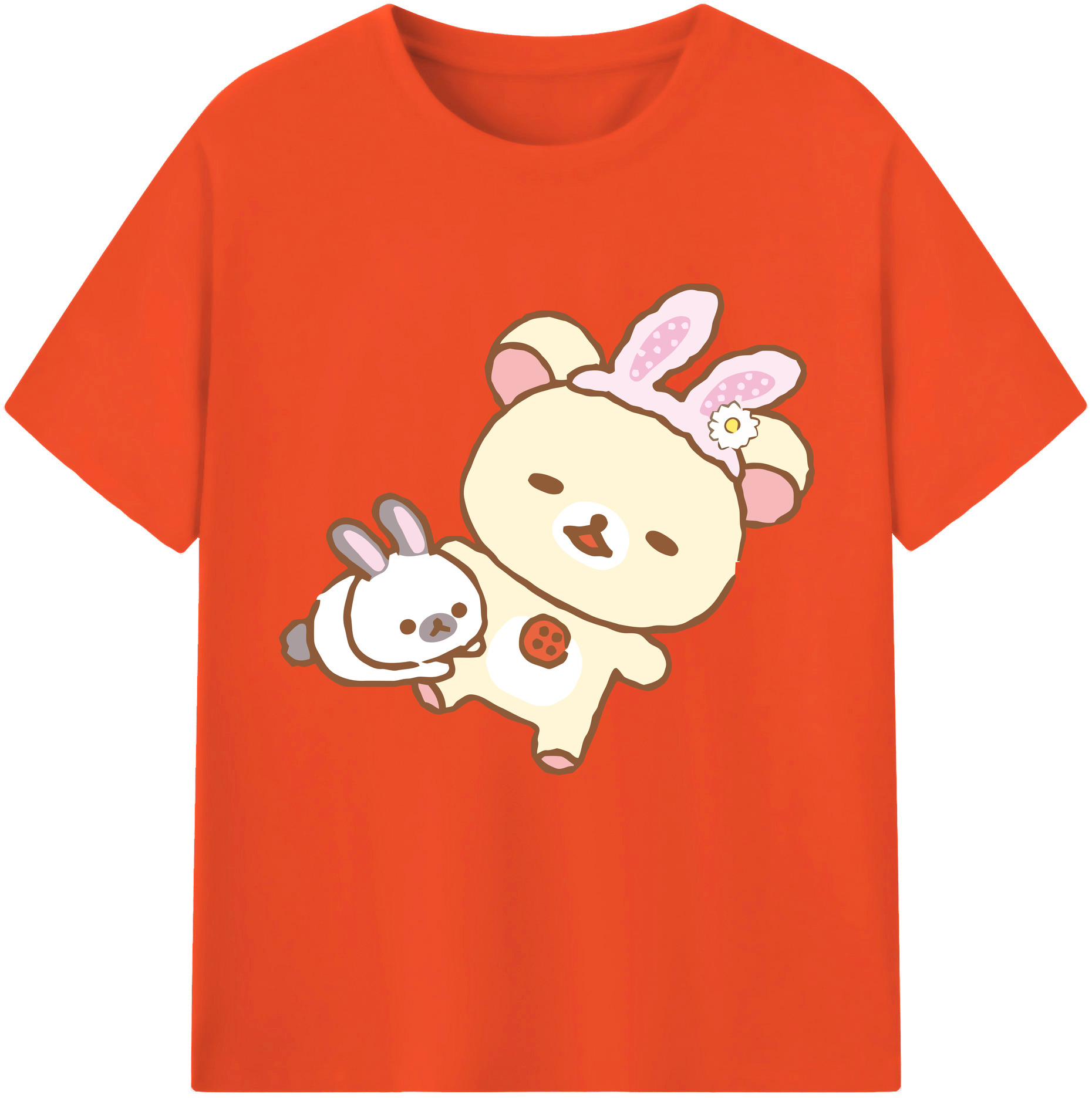 （画像用） リラックマ リラックマ キイロイトリ Rilakkuma Korilakkuma Kiiroitori 綿100％半袖Tシャツ（フロントプリント）