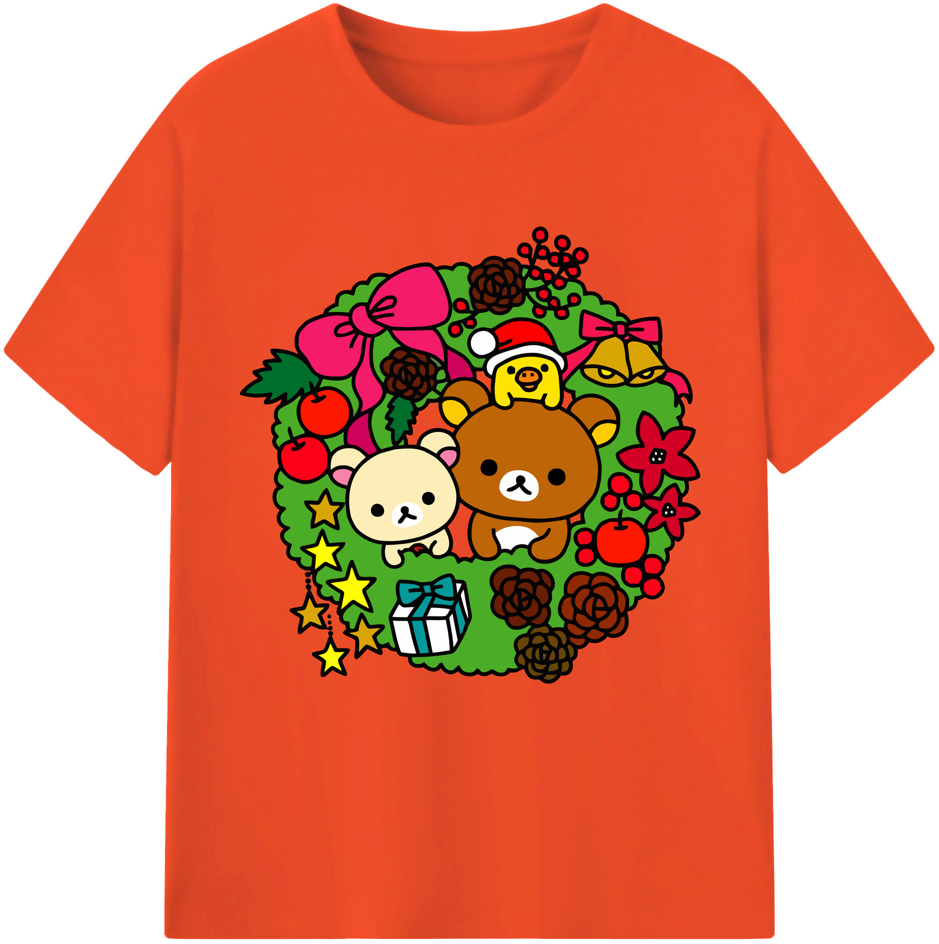 （画像用） リラックマ リラックマ キイロイトリ Rilakkuma Korilakkuma Kiiroitori 綿100％半袖Tシャツ（フロントプリント）