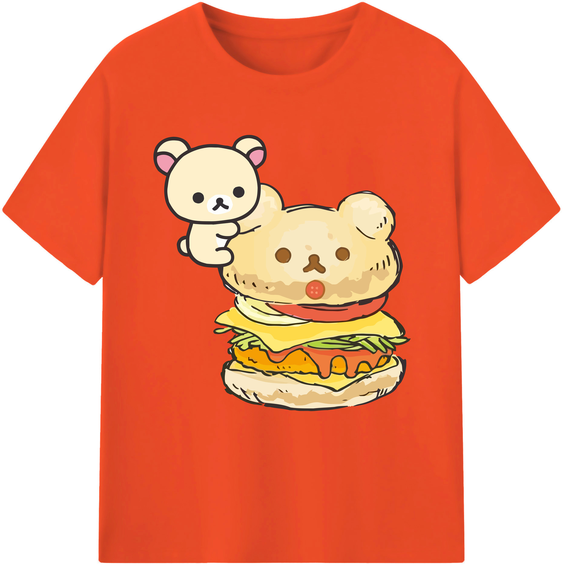 （画像用） リラックマ リラックマ キイロイトリ Rilakkuma Korilakkuma Kiiroitori 綿100％半袖Tシャツ（フロントプリント）