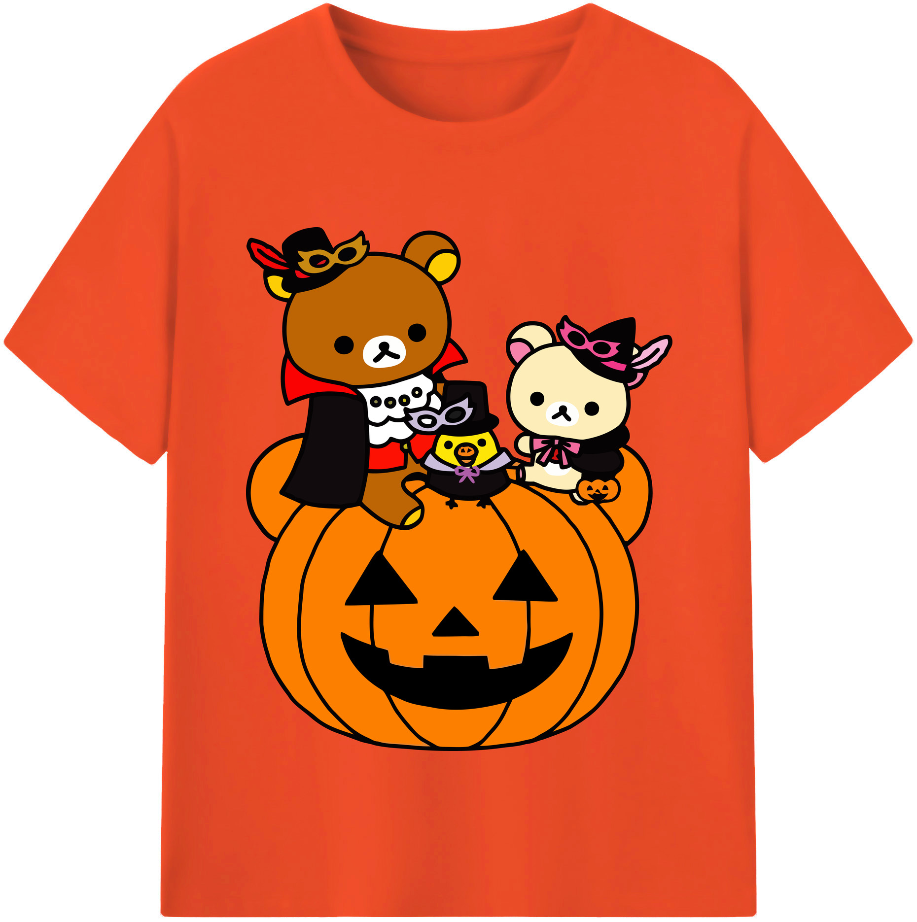 （画像用） リラックマ リラックマ キイロイトリ Rilakkuma Korilakkuma Kiiroitori 綿100％半袖Tシャツ（フロントプリント）