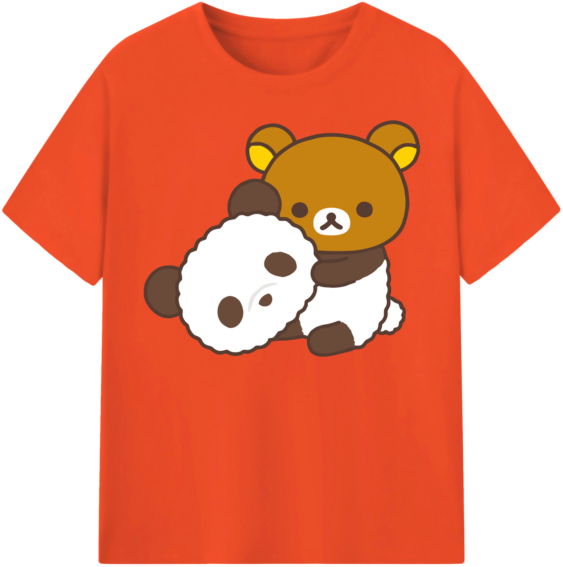 （画像用） リラックマ リラックマ キイロイトリ Rilakkuma Korilakkuma Kiiroitori 綿100％半袖Tシャツ（フロントプリント）