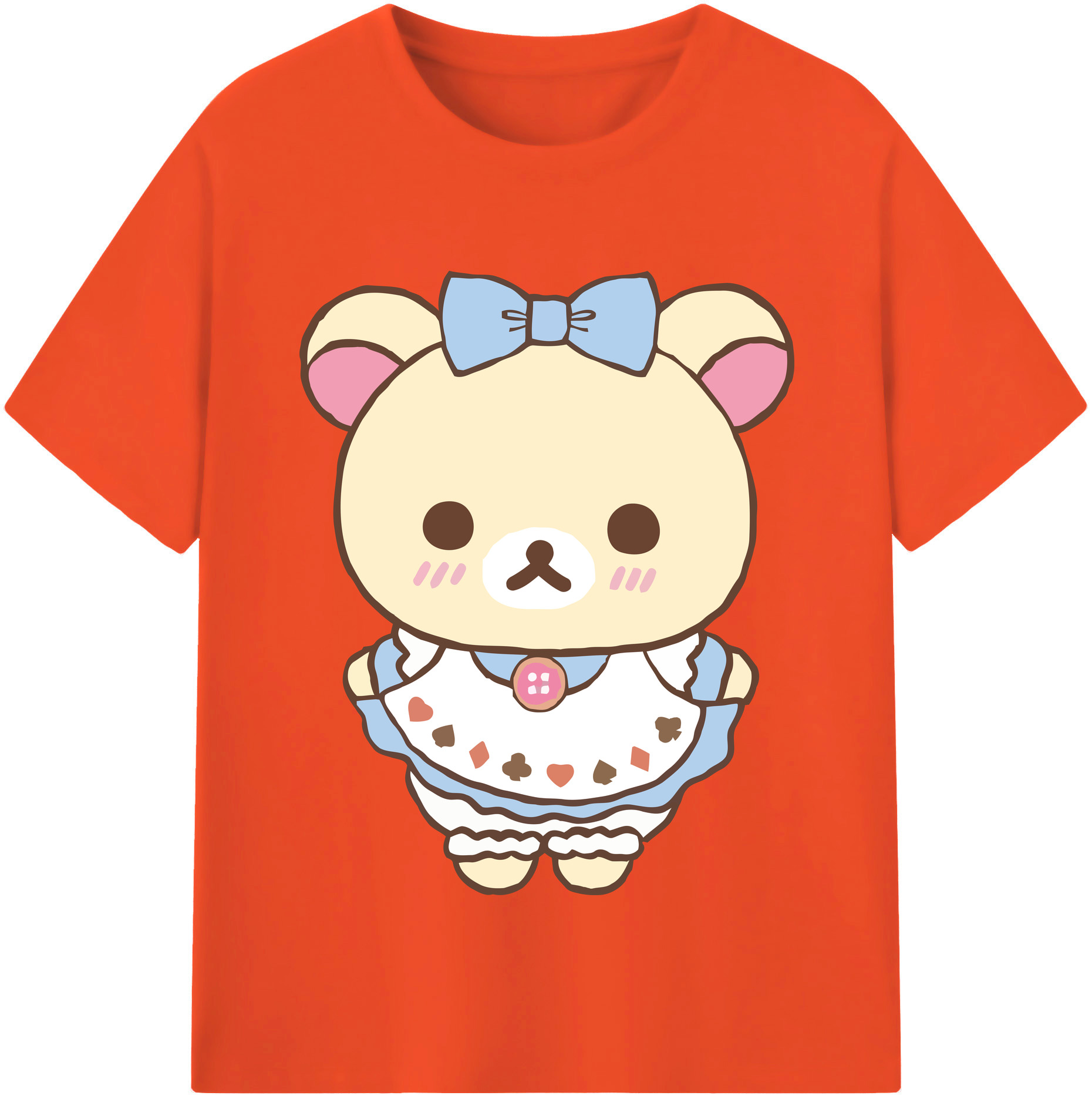 （画像用） リラックマ リラックマ キイロイトリ Rilakkuma Korilakkuma Kiiroitori 綿100％半袖Tシャツ（フロントプリント）