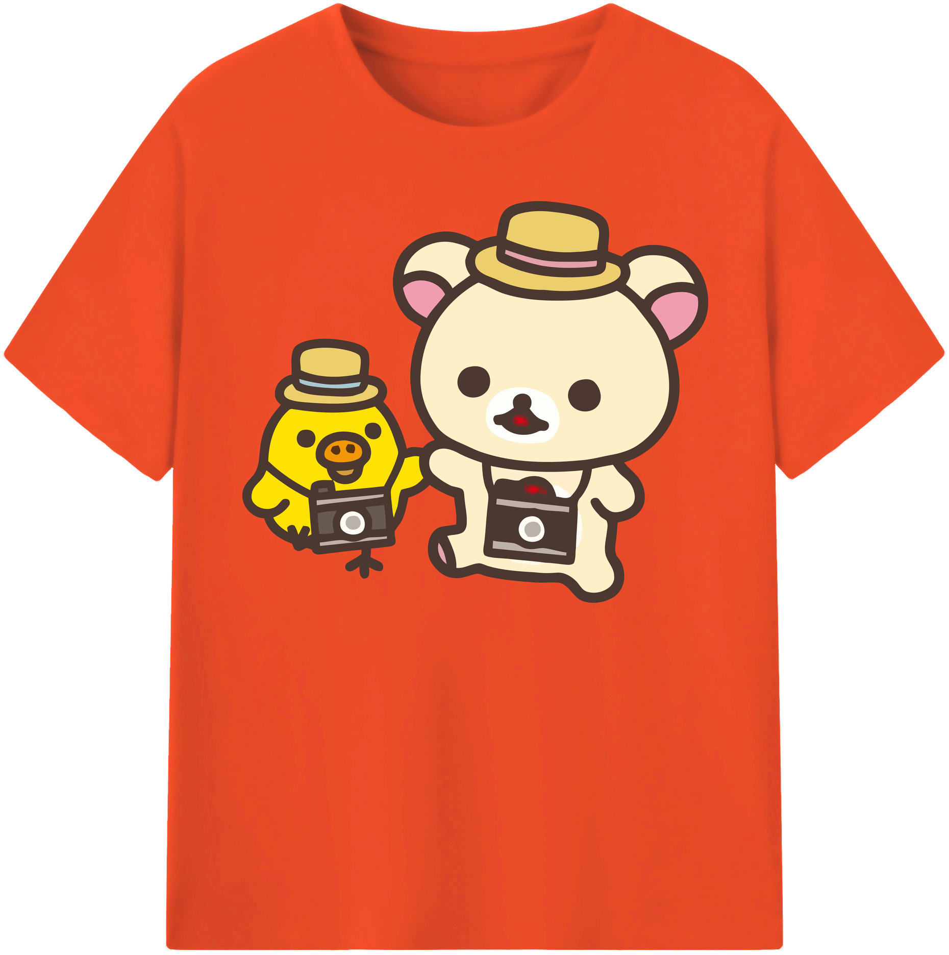 （画像用） リラックマ リラックマ キイロイトリ Rilakkuma Korilakkuma Kiiroitori 綿100％半袖Tシャツ（フロントプリント）