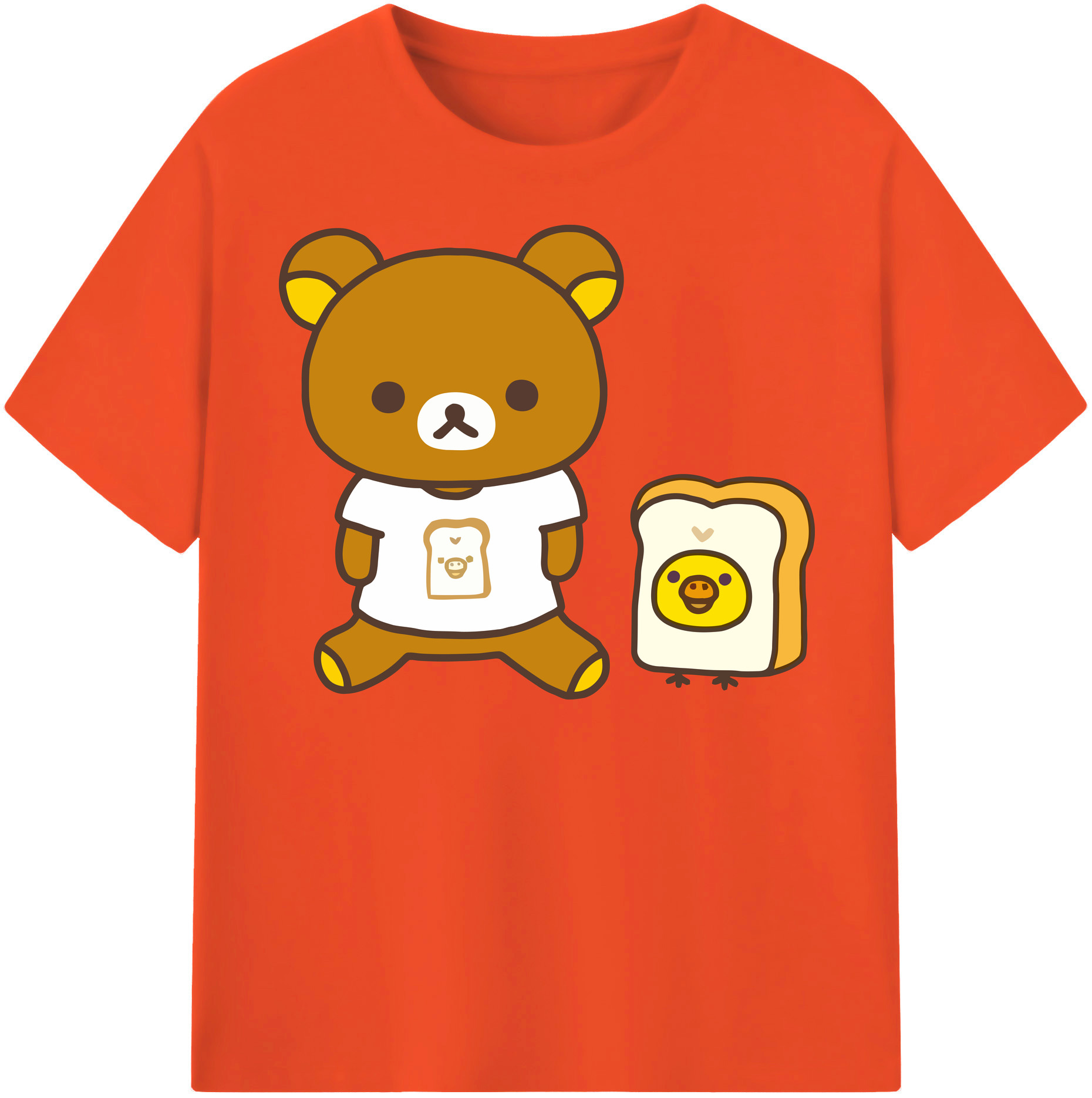 （画像用） リラックマ リラックマ キイロイトリ Rilakkuma Korilakkuma Kiiroitori 綿100％半袖Tシャツ（フロントプリント）