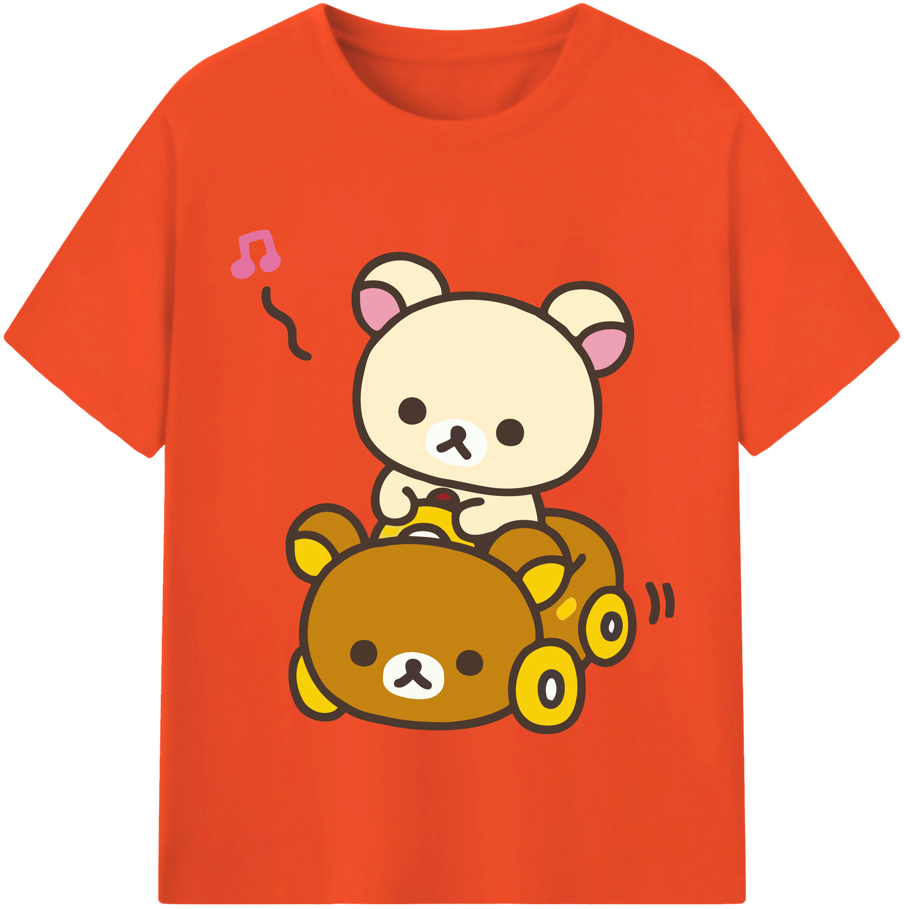 （画像用） リラックマ リラックマ キイロイトリ Rilakkuma Korilakkuma Kiiroitori 綿100％半袖Tシャツ（フロントプリント）