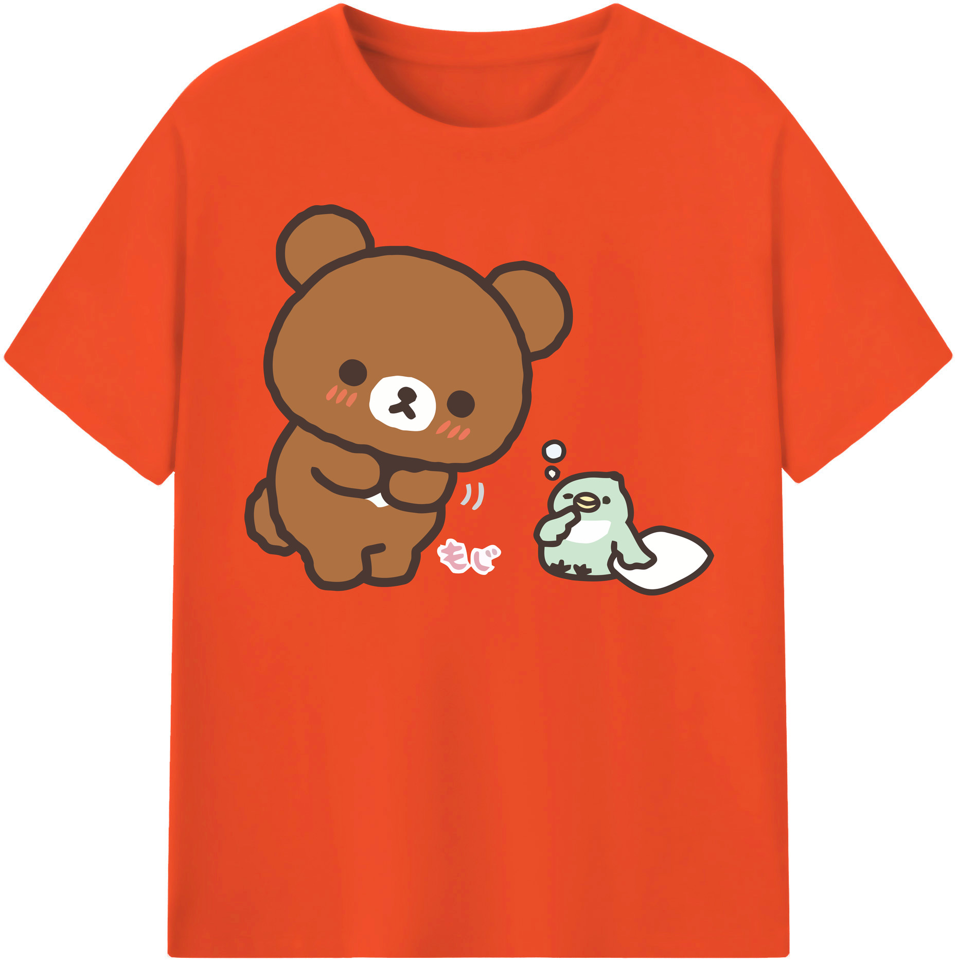 （画像用） リラックマ リラックマ キイロイトリ Rilakkuma Korilakkuma Kiiroitori 綿100％半袖Tシャツ（フロントプリント）