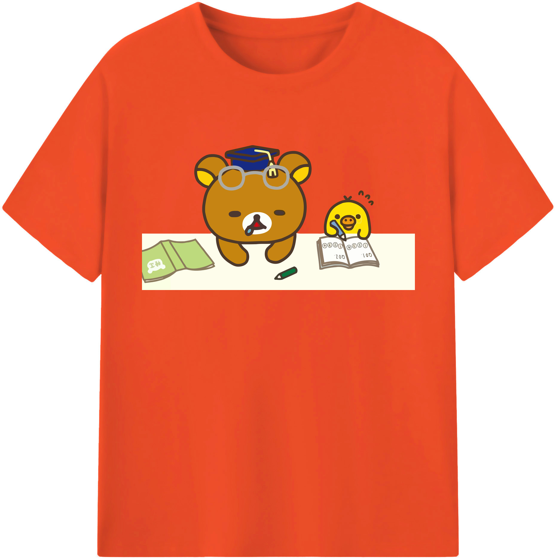 （画像用） リラックマ リラックマ キイロイトリ Rilakkuma Korilakkuma Kiiroitori 綿100％半袖Tシャツ（フロントプリント）