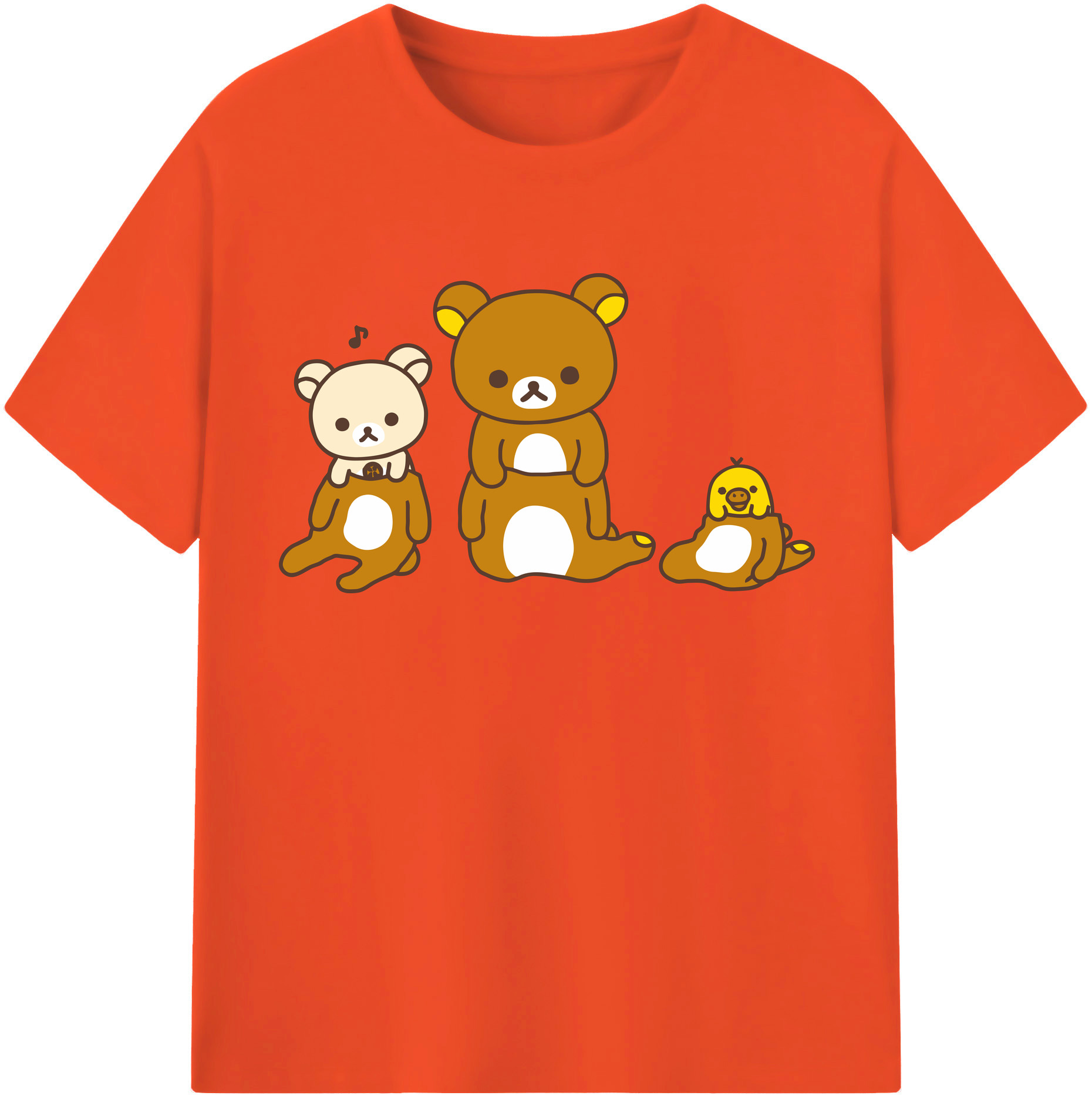 （画像用） リラックマ リラックマ キイロイトリ Rilakkuma Korilakkuma Kiiroitori 綿100％半袖Tシャツ（フロントプリント）