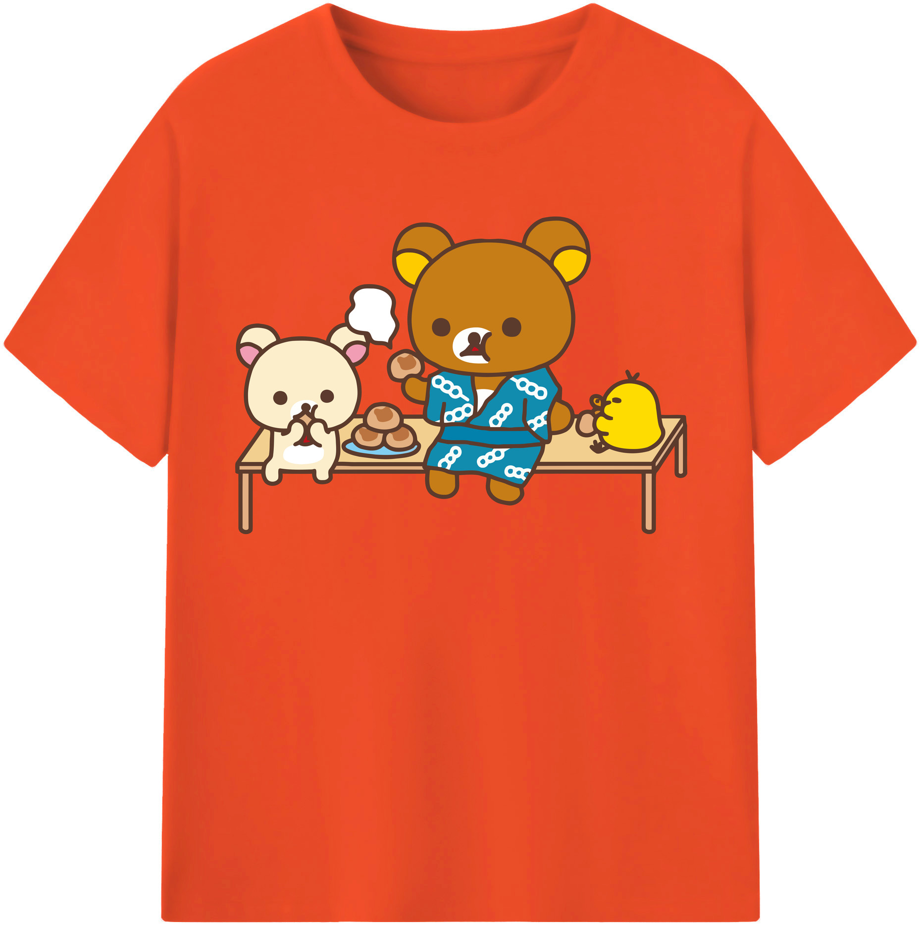 （画像用） リラックマ リラックマ キイロイトリ Rilakkuma Korilakkuma Kiiroitori 綿100％半袖Tシャツ（フロントプリント）