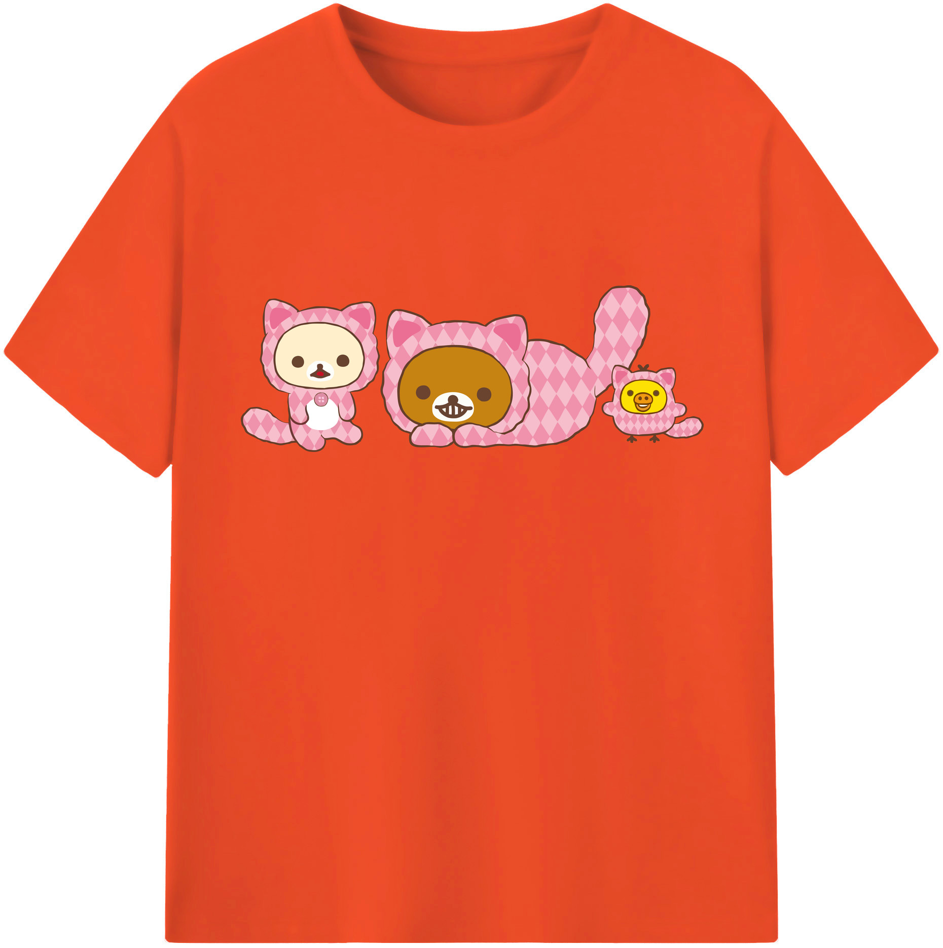（画像用） リラックマ リラックマ キイロイトリ Rilakkuma Korilakkuma Kiiroitori 綿100％半袖Tシャツ（フロントプリント）