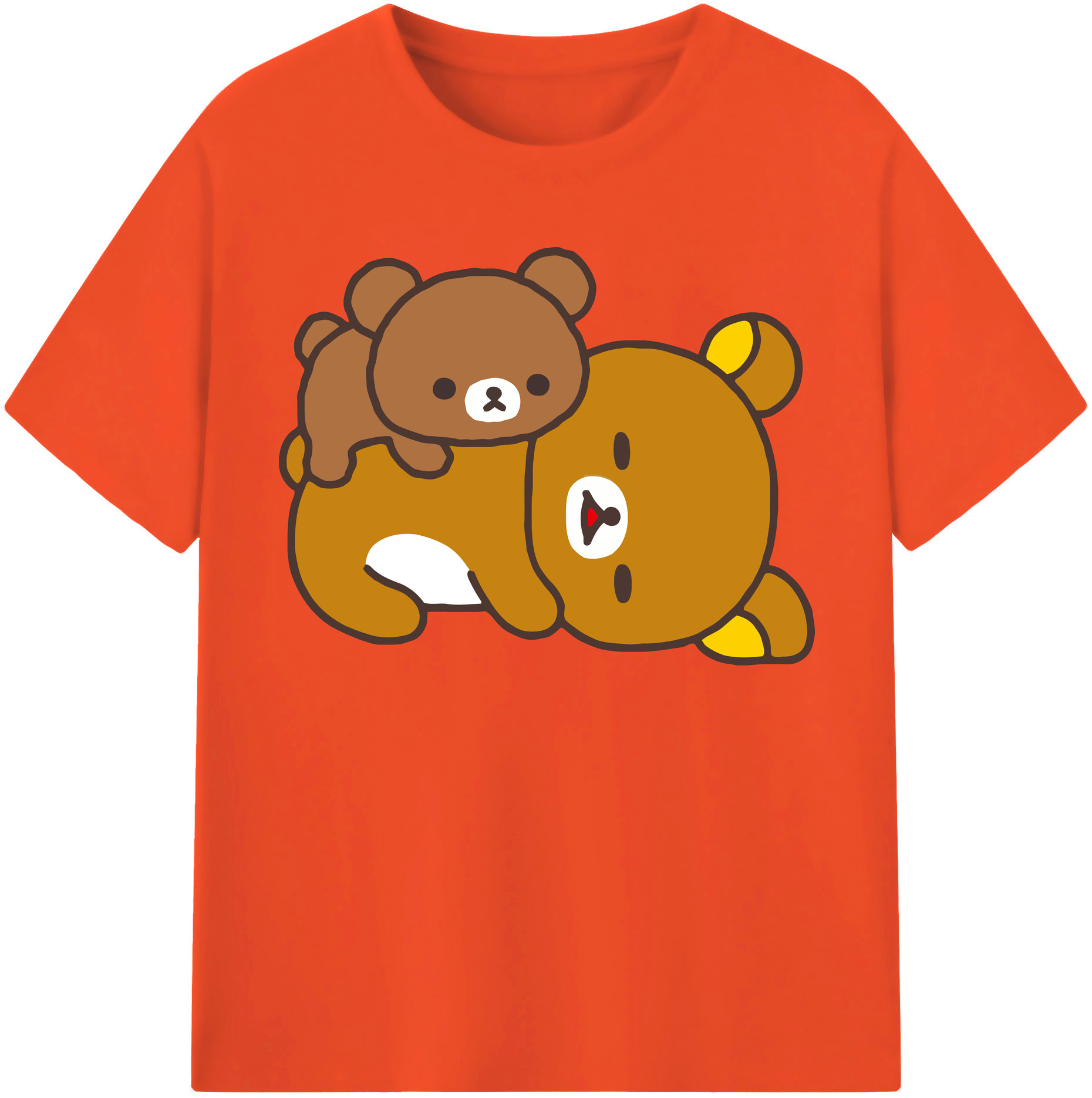 （画像用） リラックマ リラックマ キイロイトリ Rilakkuma Korilakkuma Kiiroitori 綿100％半袖Tシャツ（フロントプリント）