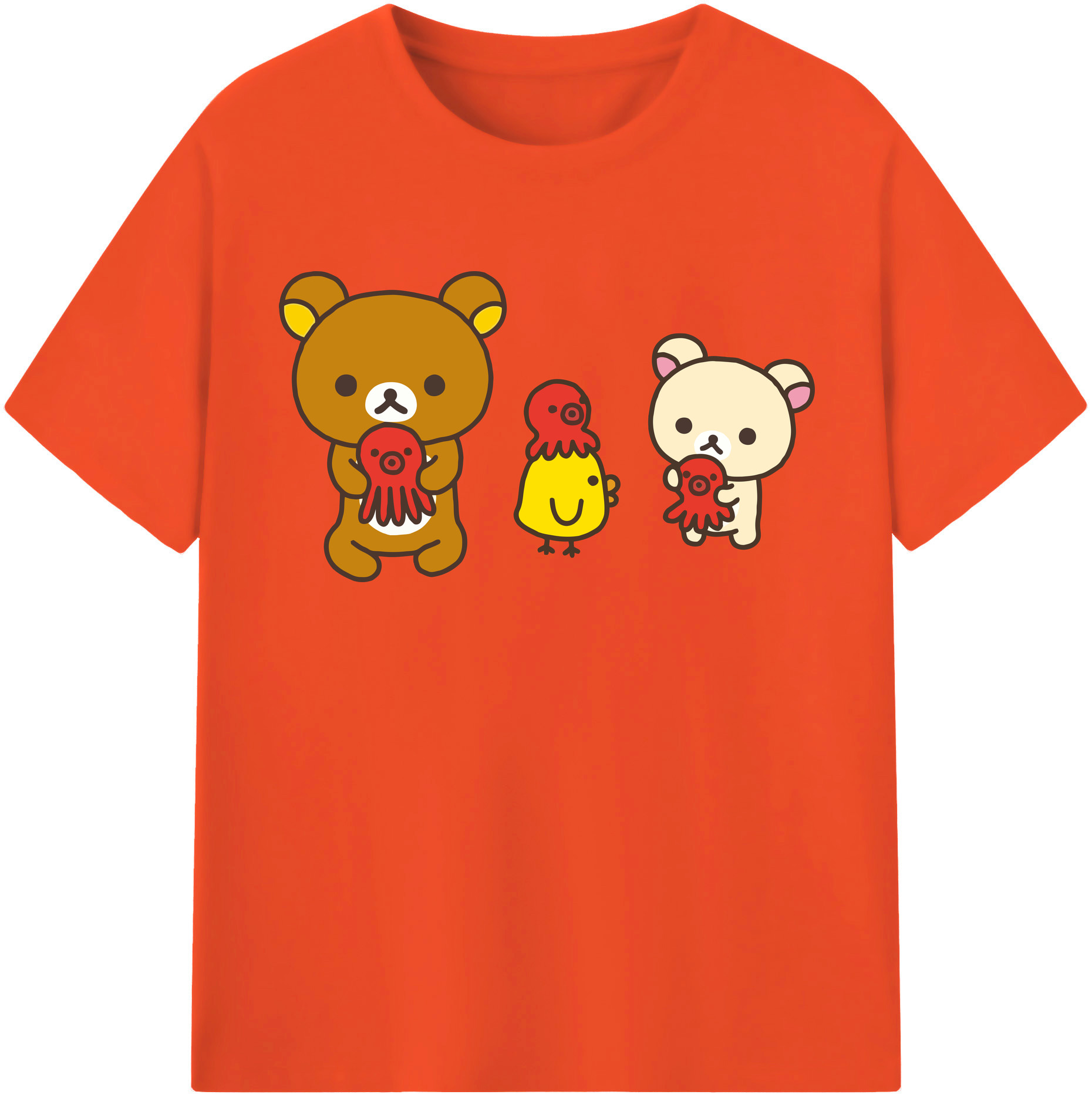 （画像用） リラックマ リラックマ キイロイトリ Rilakkuma Korilakkuma Kiiroitori 綿100％半袖Tシャツ（フロントプリント）
