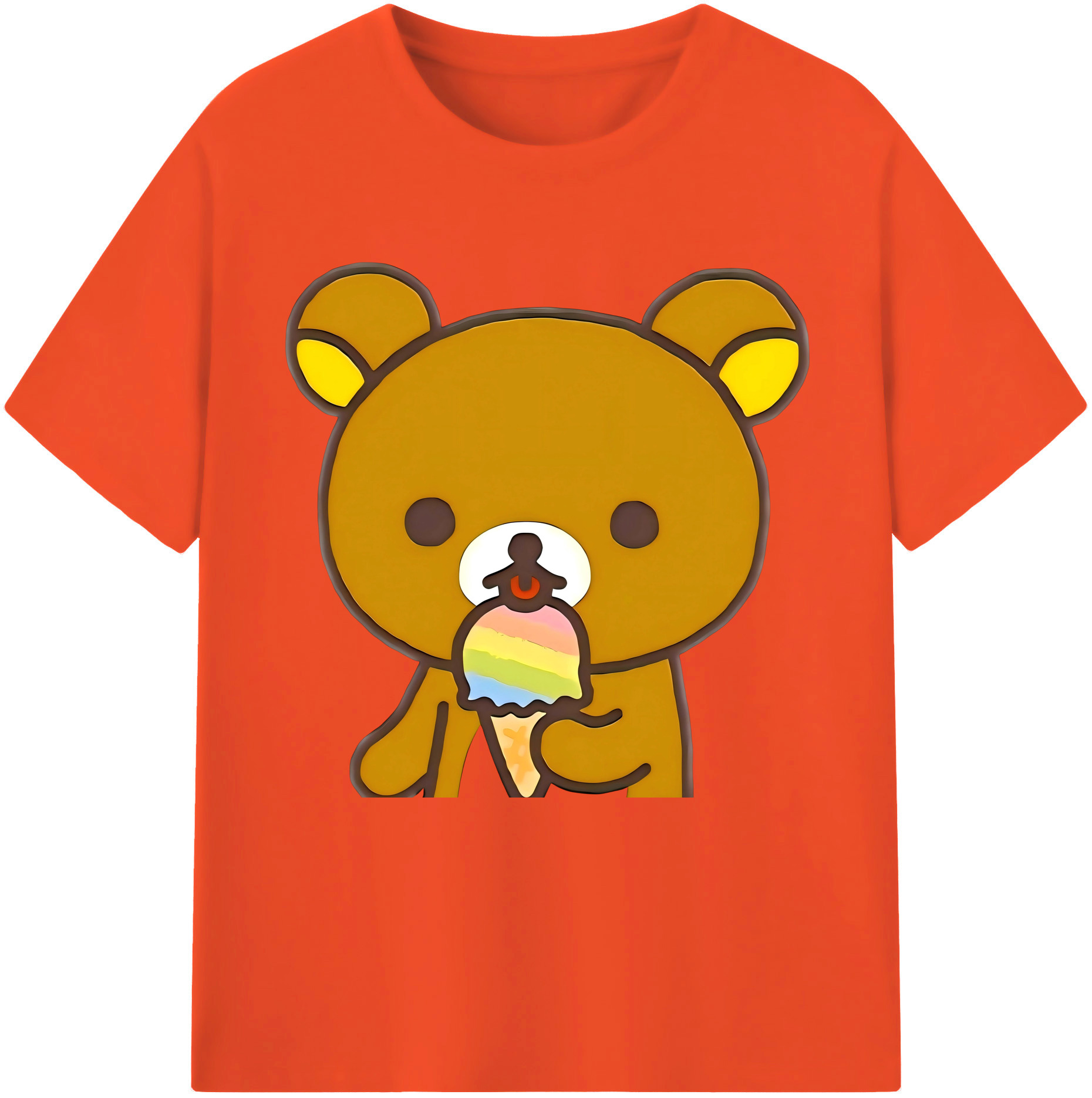 （画像用） リラックマ リラックマ キイロイトリ Rilakkuma Korilakkuma Kiiroitori 綿100％半袖Tシャツ（フロントプリント）