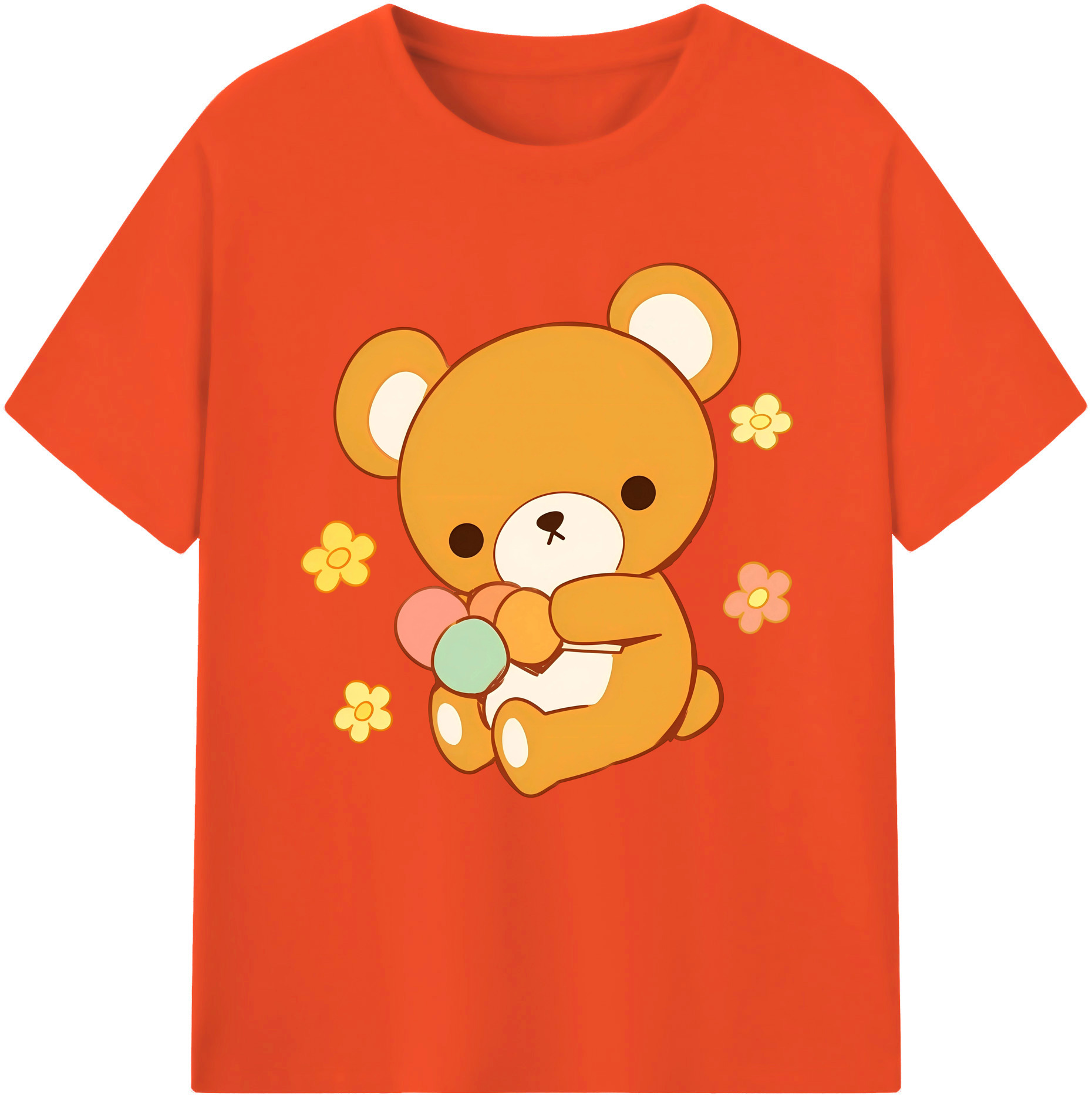 （画像用） リラックマ リラックマ キイロイトリ Rilakkuma Korilakkuma Kiiroitori 綿100％半袖Tシャツ（フロントプリント）