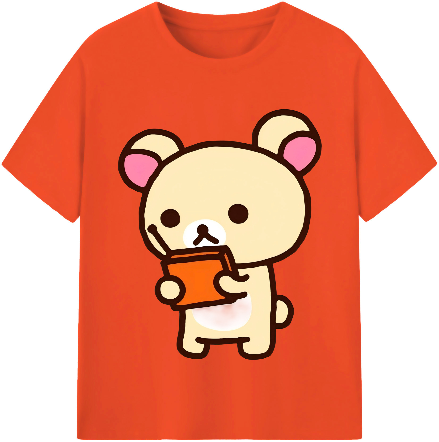（画像用） リラックマ リラックマ キイロイトリ Rilakkuma Korilakkuma Kiiroitori 綿100％半袖Tシャツ（フロントプリント）
