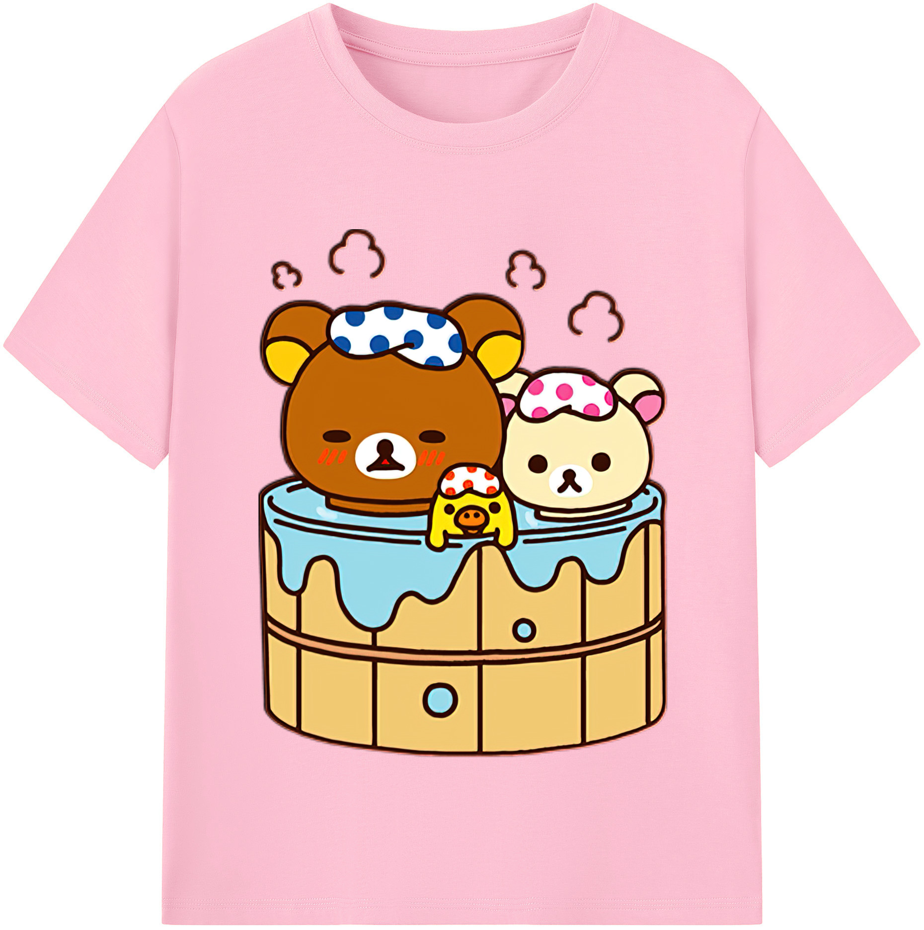 （画像用） リラックマ リラックマ キイロイトリ Rilakkuma Korilakkuma Kiiroitori 綿100％半袖Tシャツ（フロントプリント）