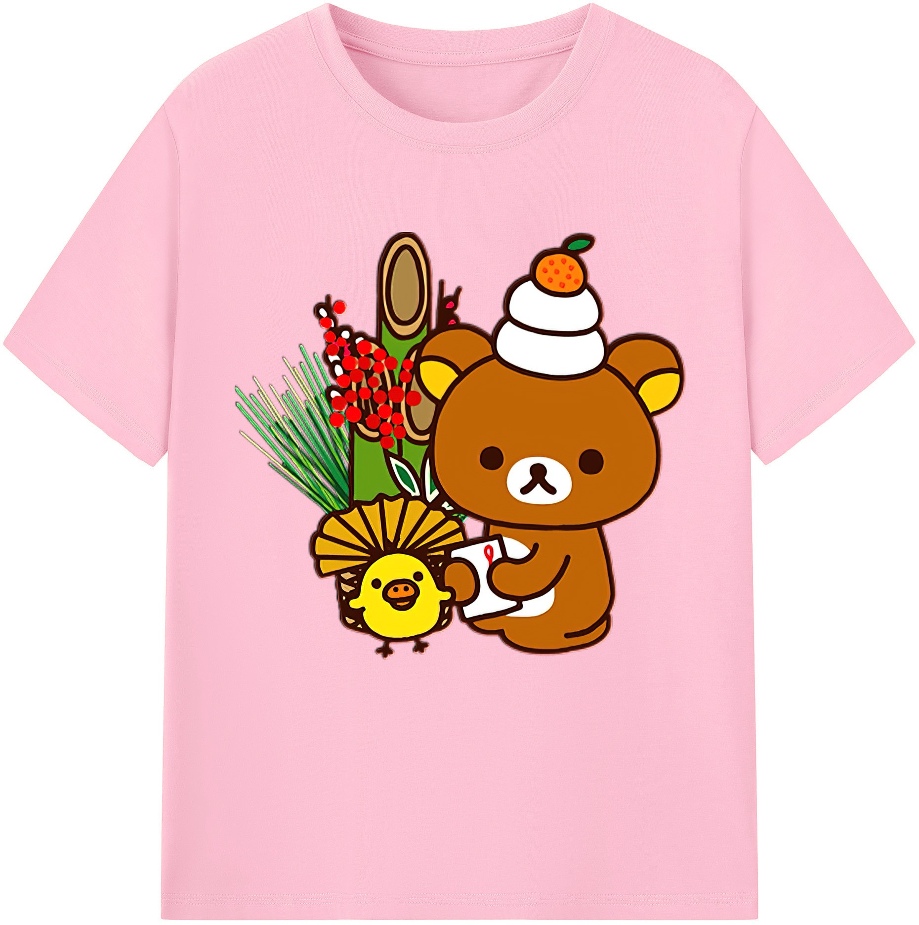 （画像用） リラックマ リラックマ キイロイトリ Rilakkuma Korilakkuma Kiiroitori 綿100％半袖Tシャツ（フロントプリント）