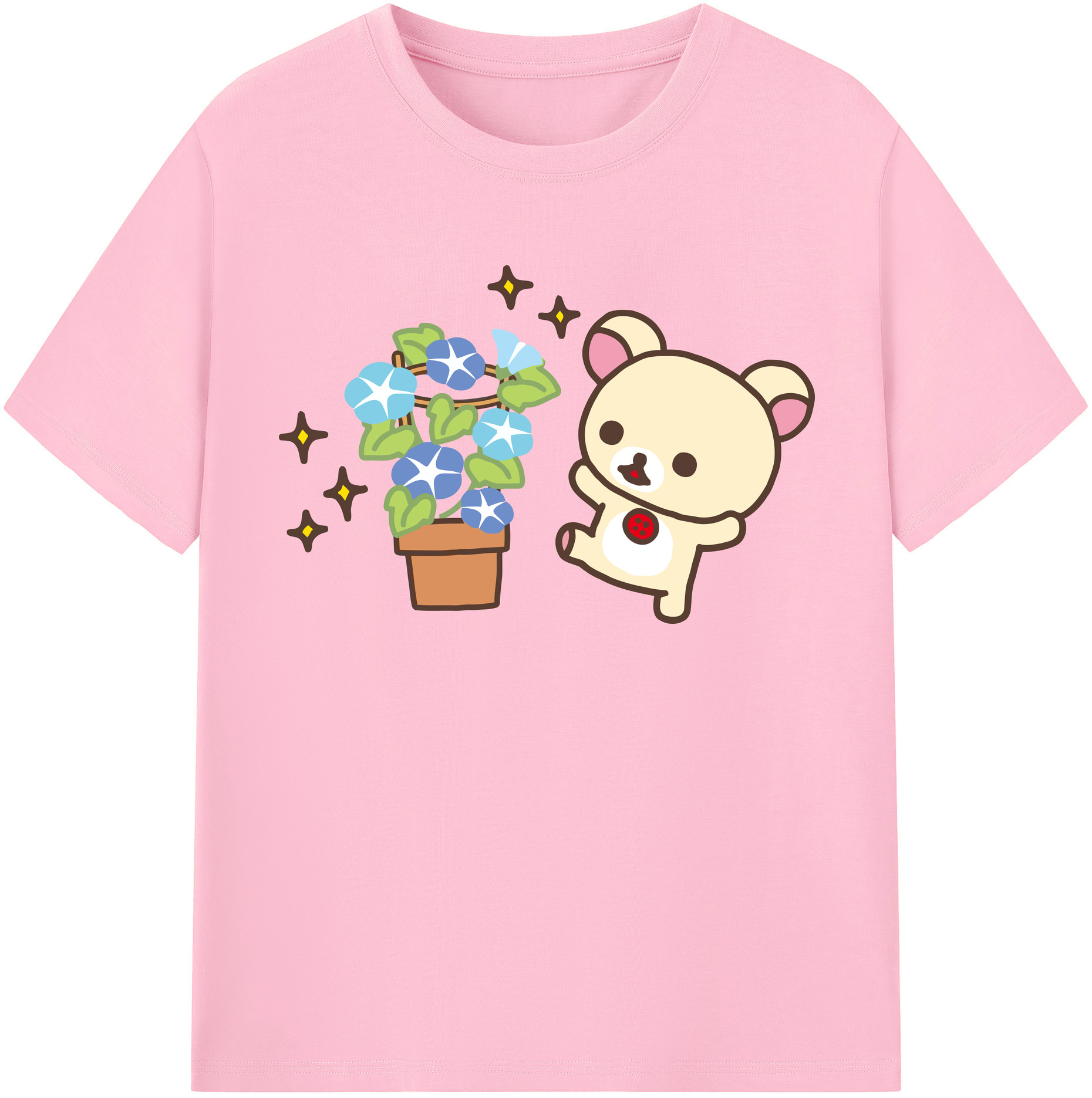 （画像用） リラックマ リラックマ キイロイトリ Rilakkuma Korilakkuma Kiiroitori 綿100％半袖Tシャツ（フロントプリント）