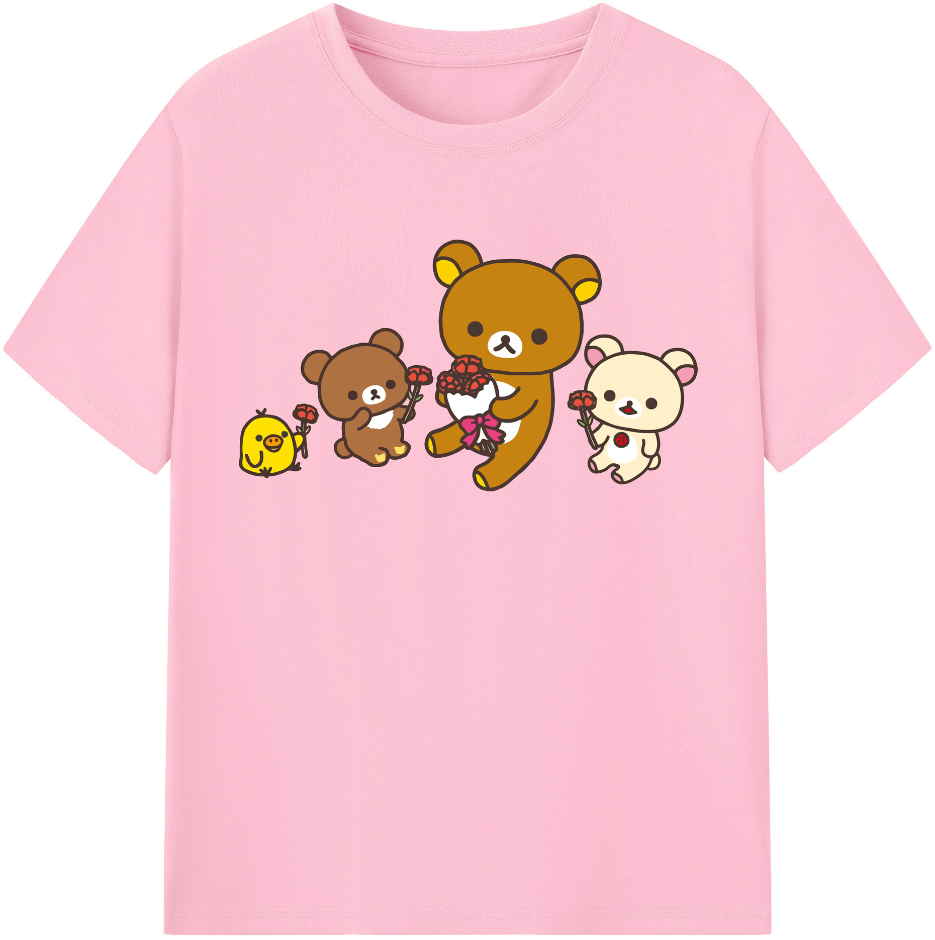 （画像用） リラックマ リラックマ キイロイトリ Rilakkuma Korilakkuma Kiiroitori 綿100％半袖Tシャツ（フロントプリント）