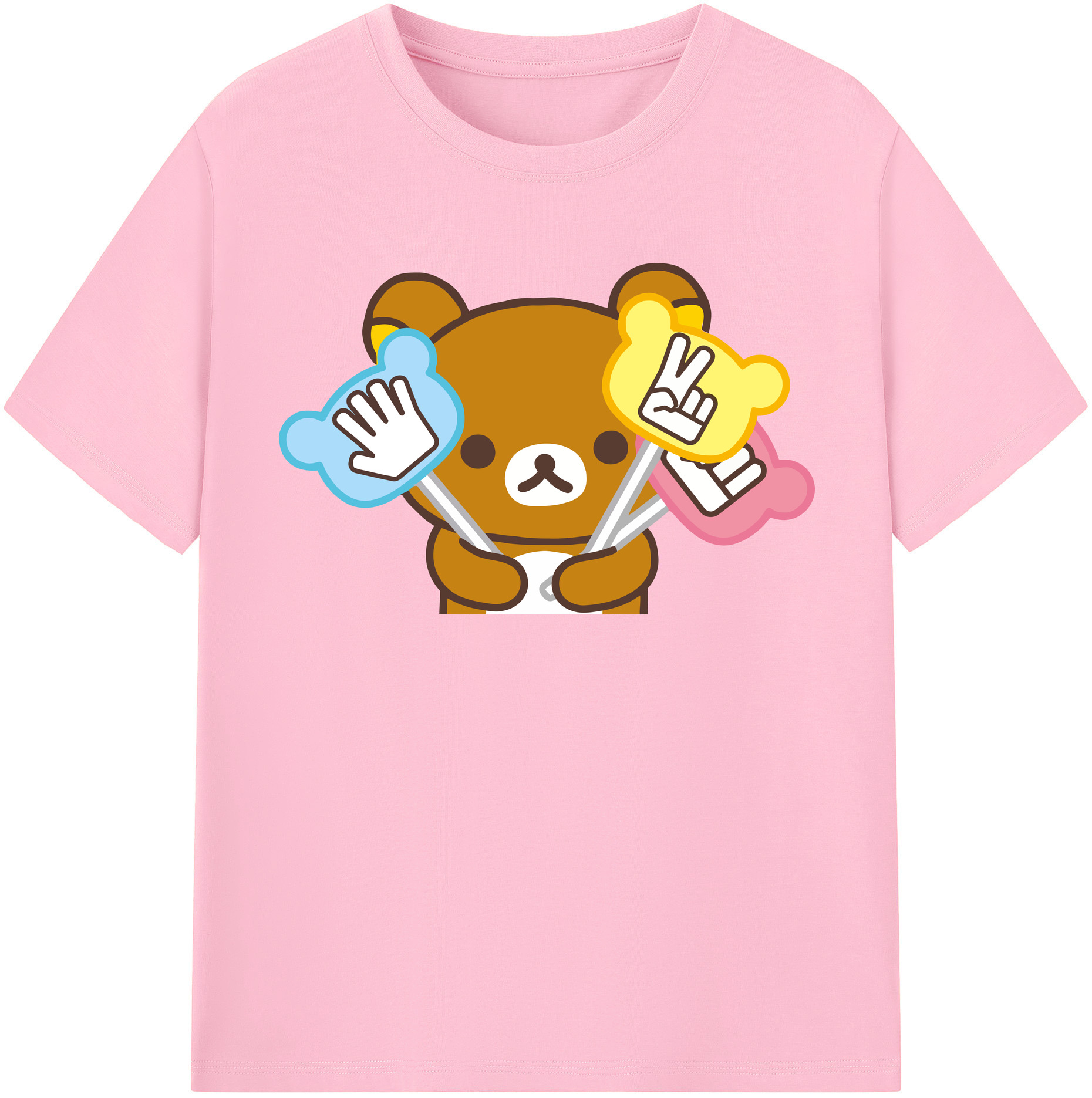 （画像用） リラックマ リラックマ キイロイトリ Rilakkuma Korilakkuma Kiiroitori 綿100％半袖Tシャツ（フロントプリント）