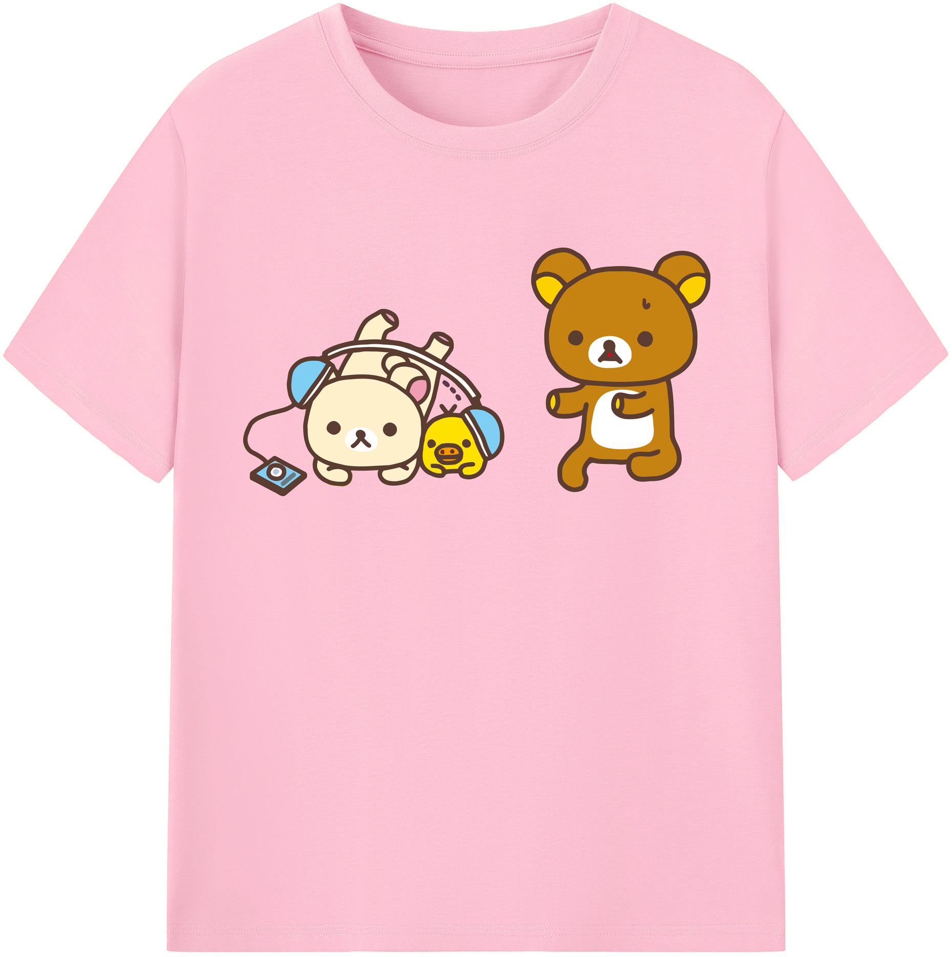 （画像用） リラックマ リラックマ キイロイトリ Rilakkuma Korilakkuma Kiiroitori 綿100％半袖Tシャツ（フロントプリント）