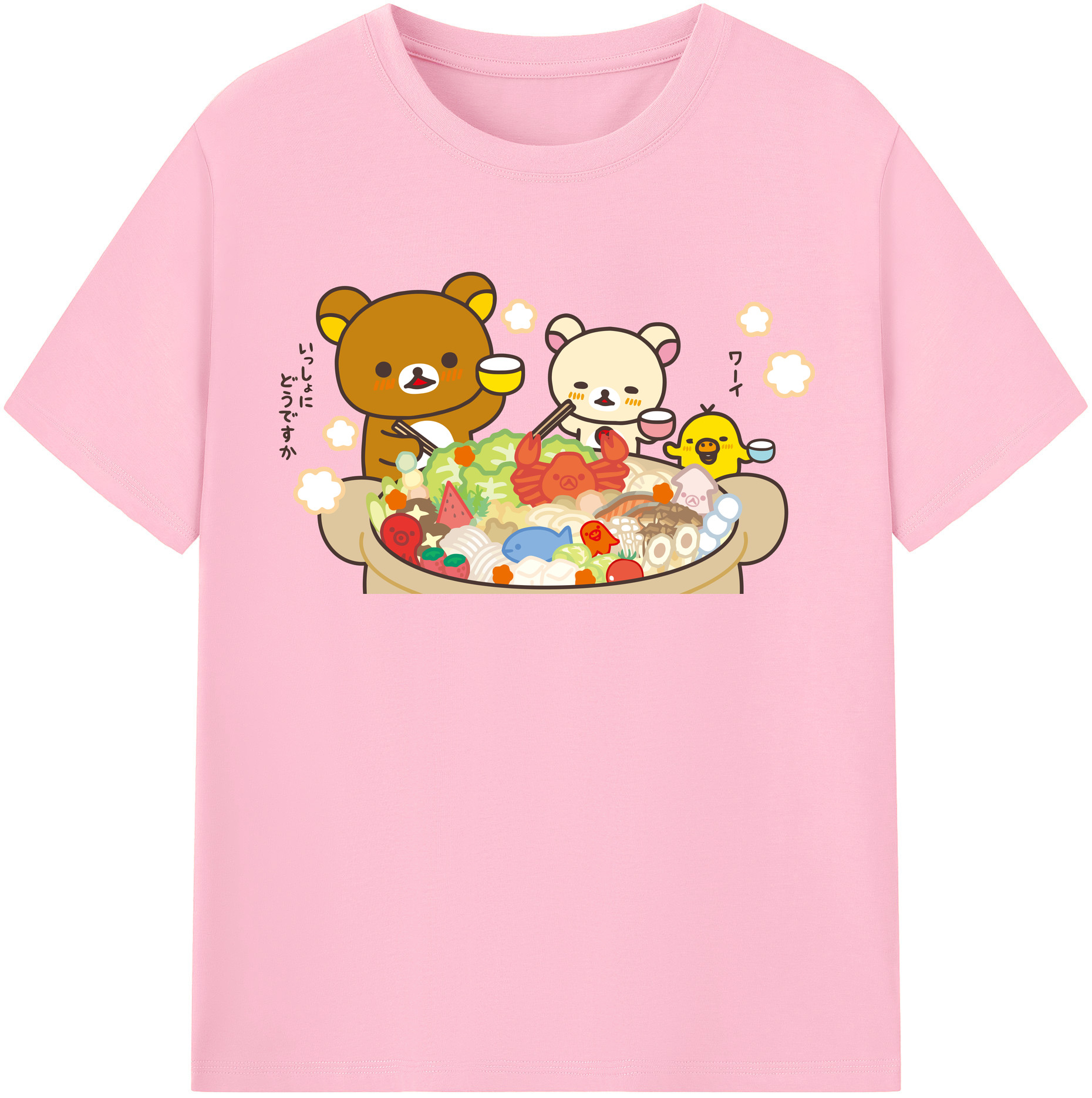 （画像用） リラックマ リラックマ キイロイトリ Rilakkuma Korilakkuma Kiiroitori 綿100％半袖Tシャツ（フロントプリント）