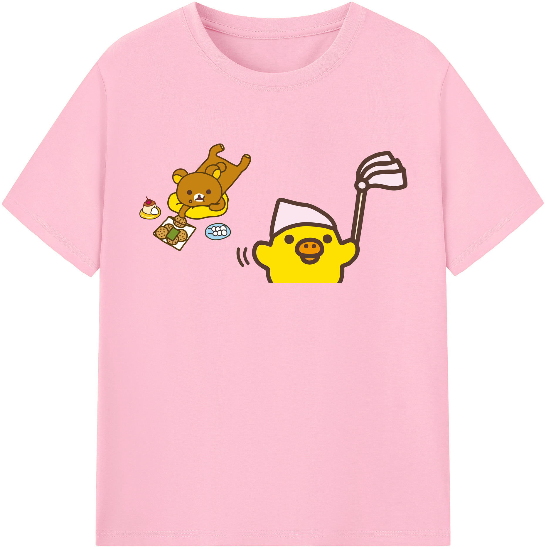 （画像用） リラックマ リラックマ キイロイトリ Rilakkuma Korilakkuma Kiiroitori 綿100％半袖Tシャツ（フロントプリント）