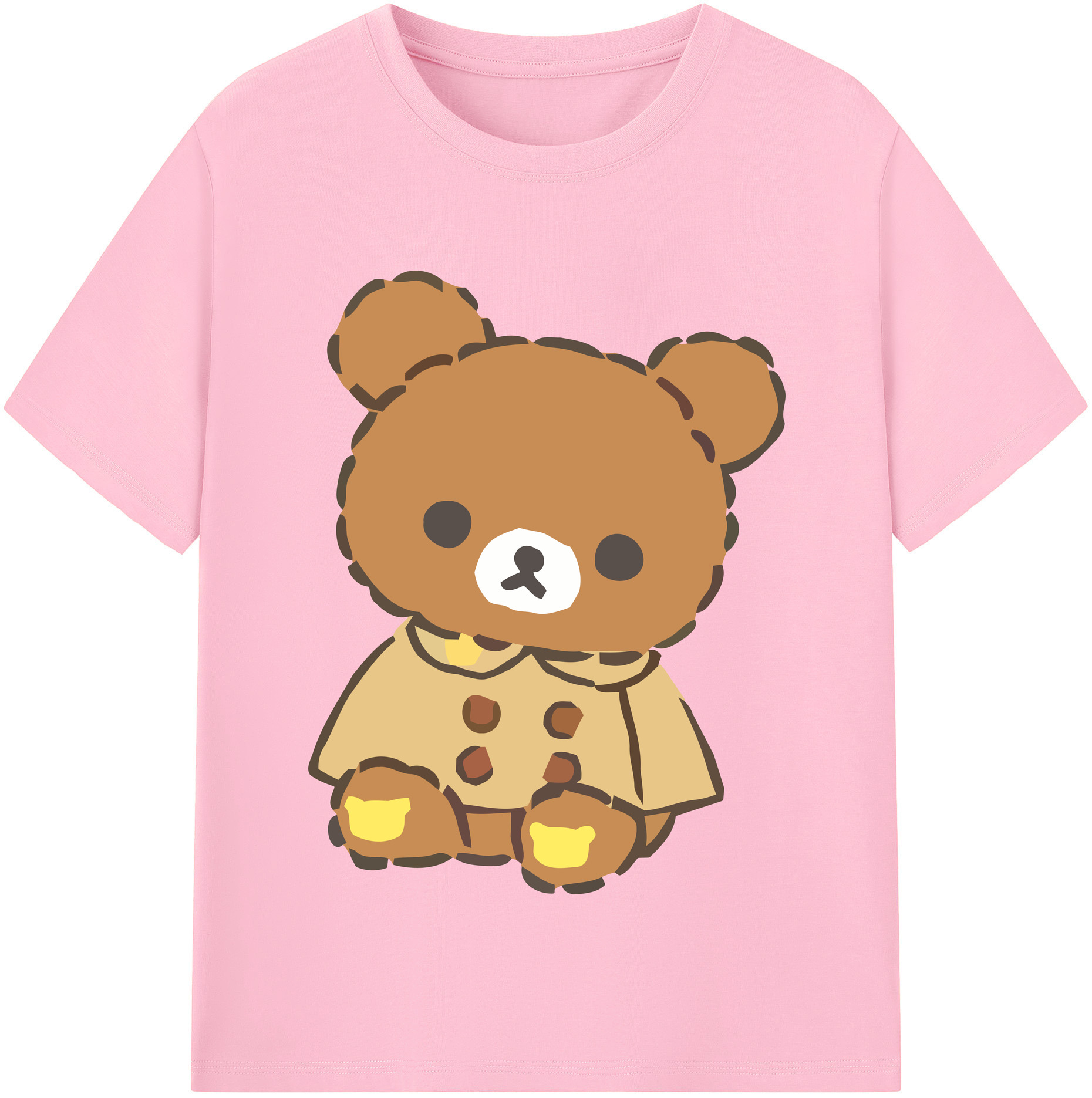 （画像用） リラックマ リラックマ キイロイトリ Rilakkuma Korilakkuma Kiiroitori 綿100％半袖Tシャツ（フロントプリント）