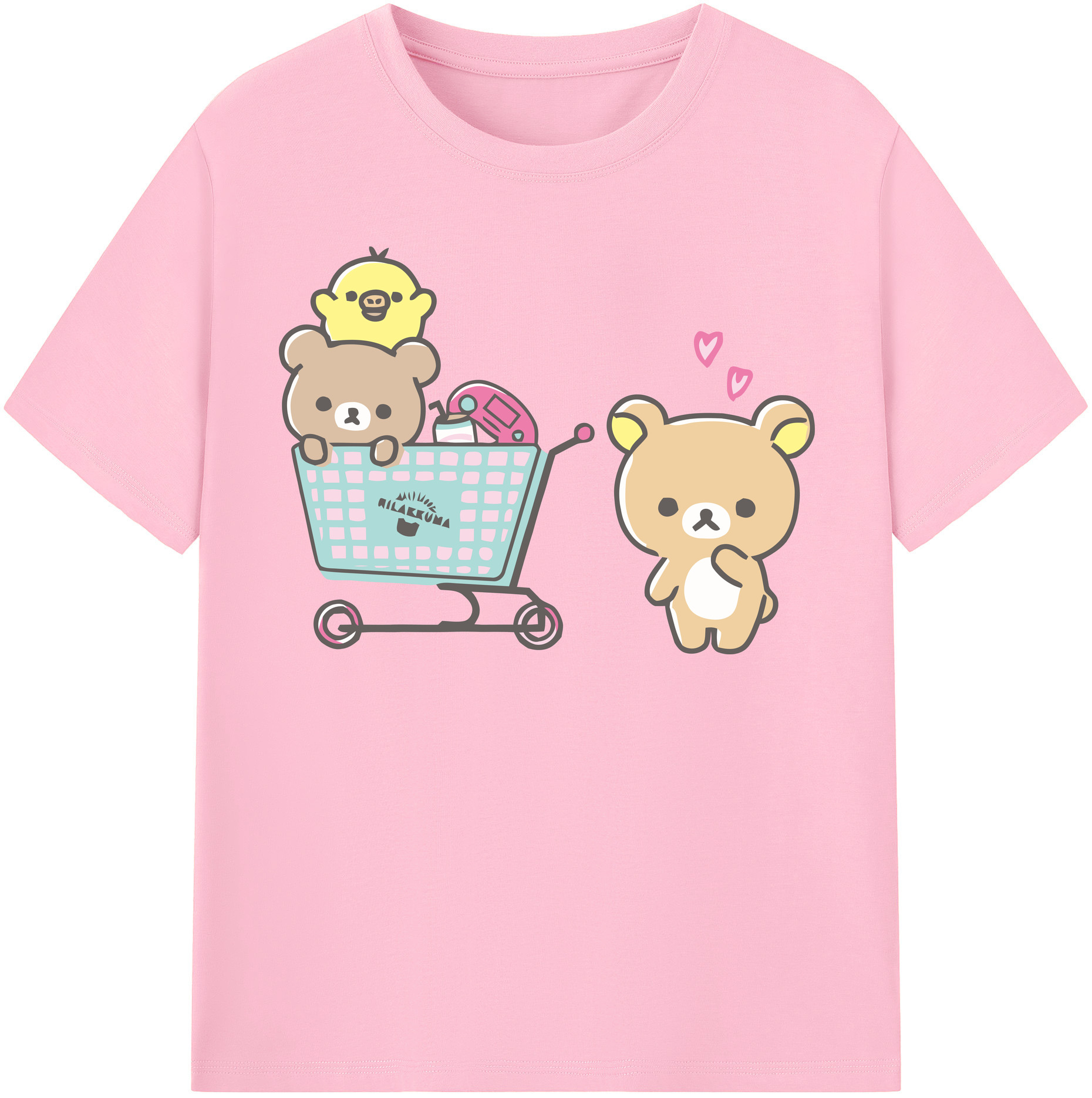 （画像用） リラックマ リラックマ キイロイトリ Rilakkuma Korilakkuma Kiiroitori 綿100％半袖Tシャツ（フロントプリント）