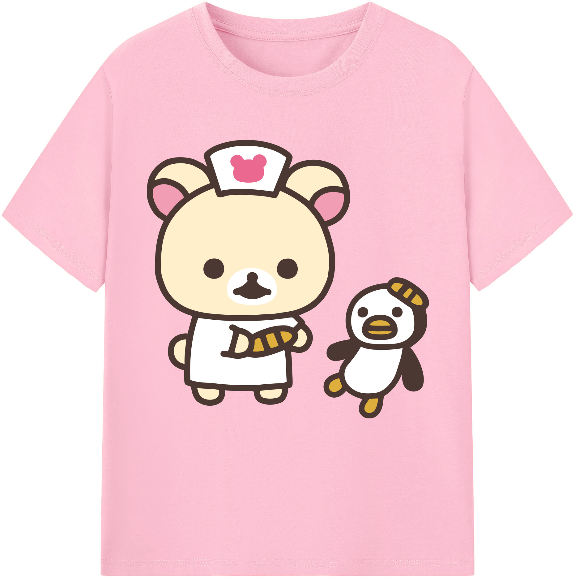 （画像用） リラックマ リラックマ キイロイトリ Rilakkuma Korilakkuma Kiiroitori 綿100％半袖Tシャツ（フロントプリント）