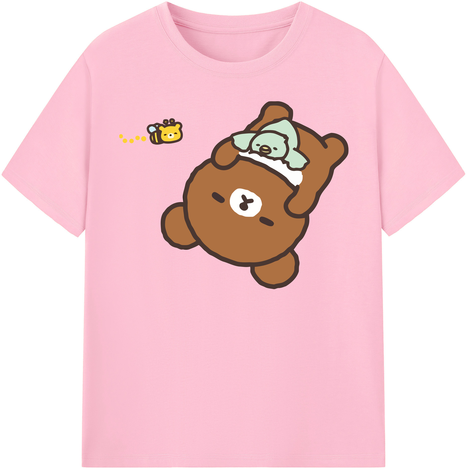 （画像用） リラックマ リラックマ キイロイトリ Rilakkuma Korilakkuma Kiiroitori 綿100％半袖Tシャツ（フロントプリント）