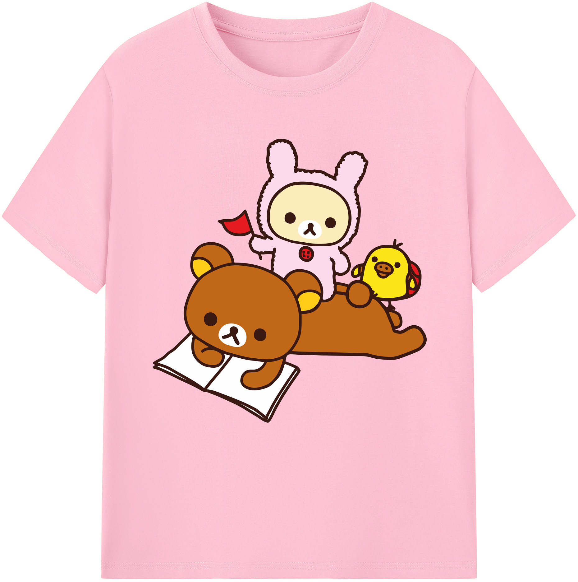 （画像用） リラックマ リラックマ キイロイトリ Rilakkuma Korilakkuma Kiiroitori 綿100％半袖Tシャツ（フロントプリント）