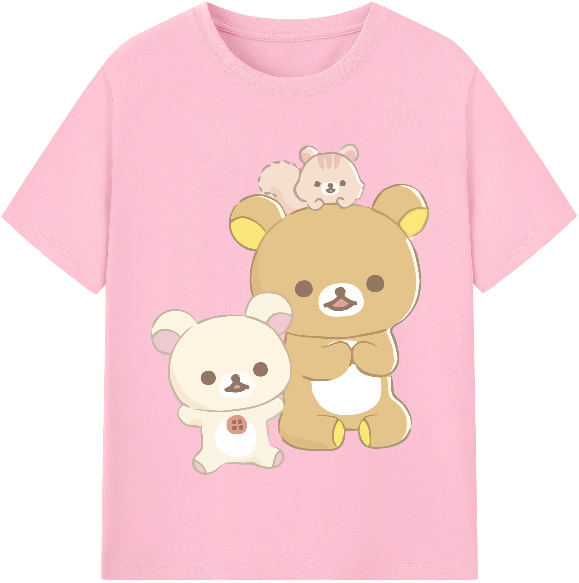 （画像用） リラックマ リラックマ キイロイトリ Rilakkuma Korilakkuma Kiiroitori 綿100％半袖Tシャツ（フロントプリント）