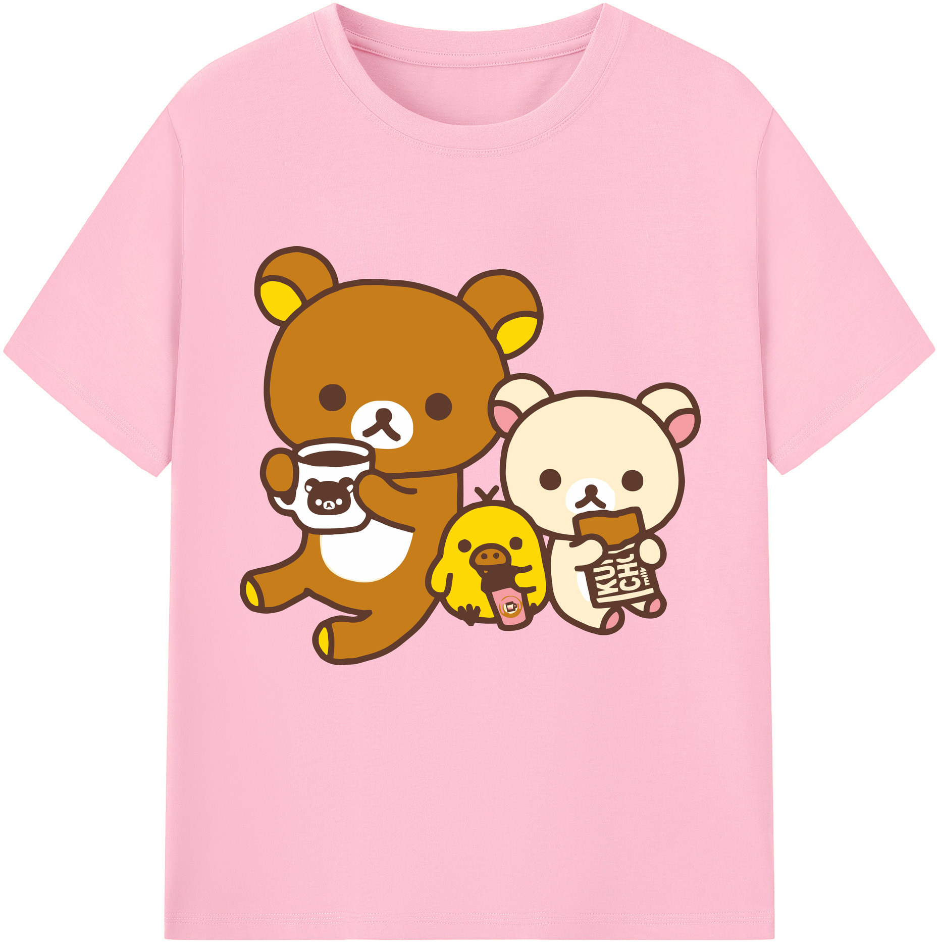 （画像用） リラックマ リラックマ キイロイトリ Rilakkuma Korilakkuma Kiiroitori 綿100％半袖Tシャツ（フロントプリント）