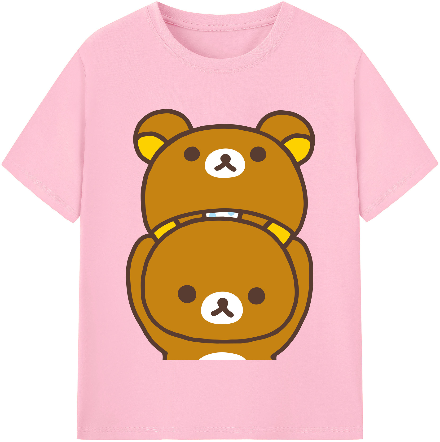 （画像用） リラックマ リラックマ キイロイトリ Rilakkuma Korilakkuma Kiiroitori 綿100％半袖Tシャツ（フロントプリント）