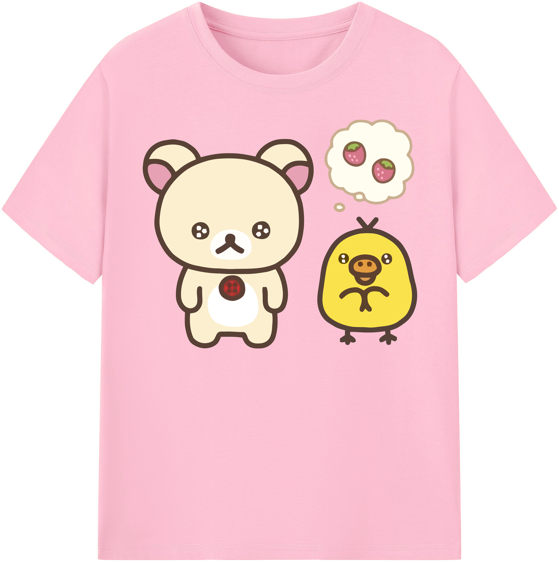（画像用） リラックマ リラックマ キイロイトリ Rilakkuma Korilakkuma Kiiroitori 綿100％半袖Tシャツ（フロントプリント）