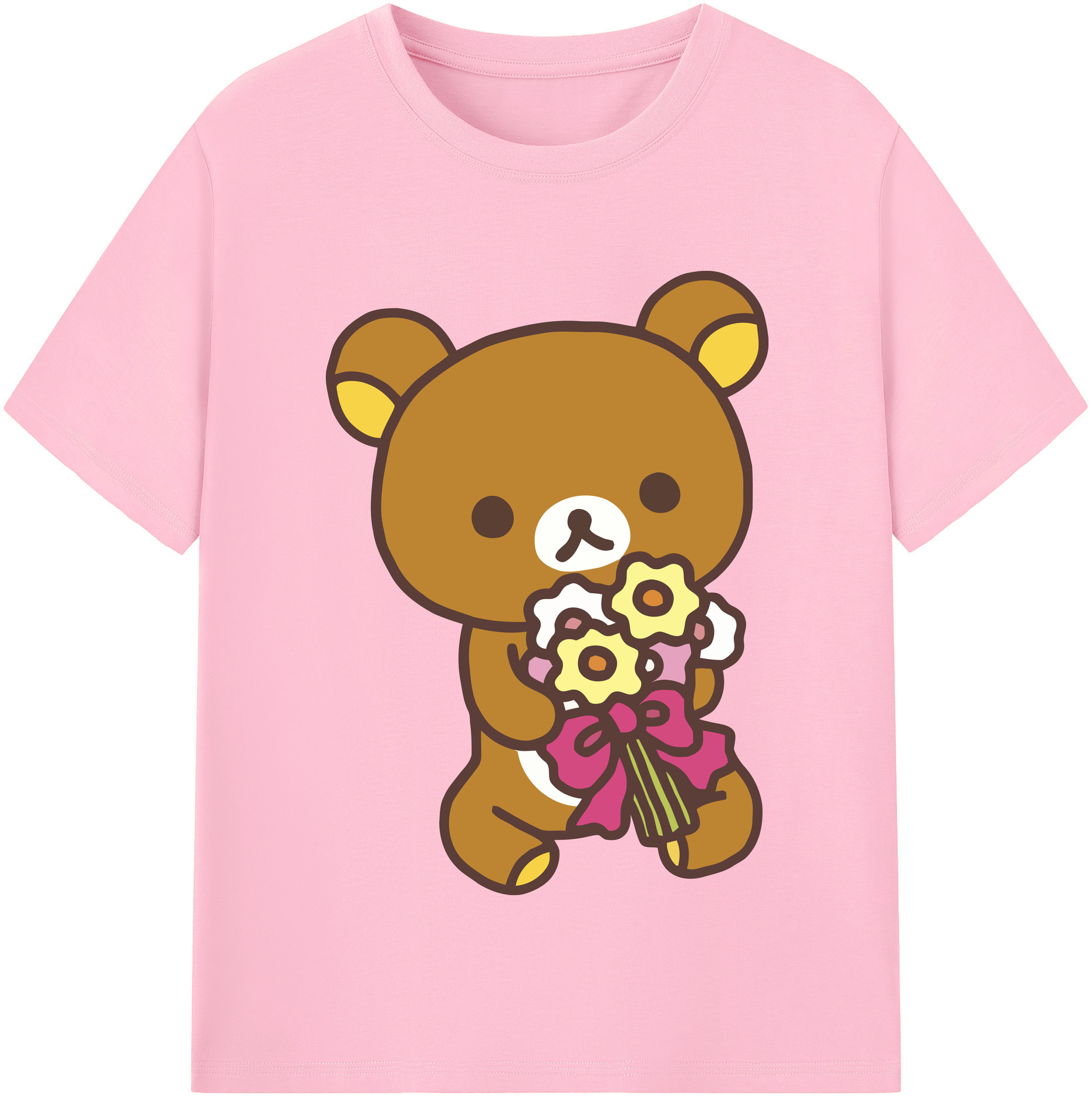 （画像用） リラックマ リラックマ キイロイトリ Rilakkuma Korilakkuma Kiiroitori 綿100％半袖Tシャツ（フロントプリント）