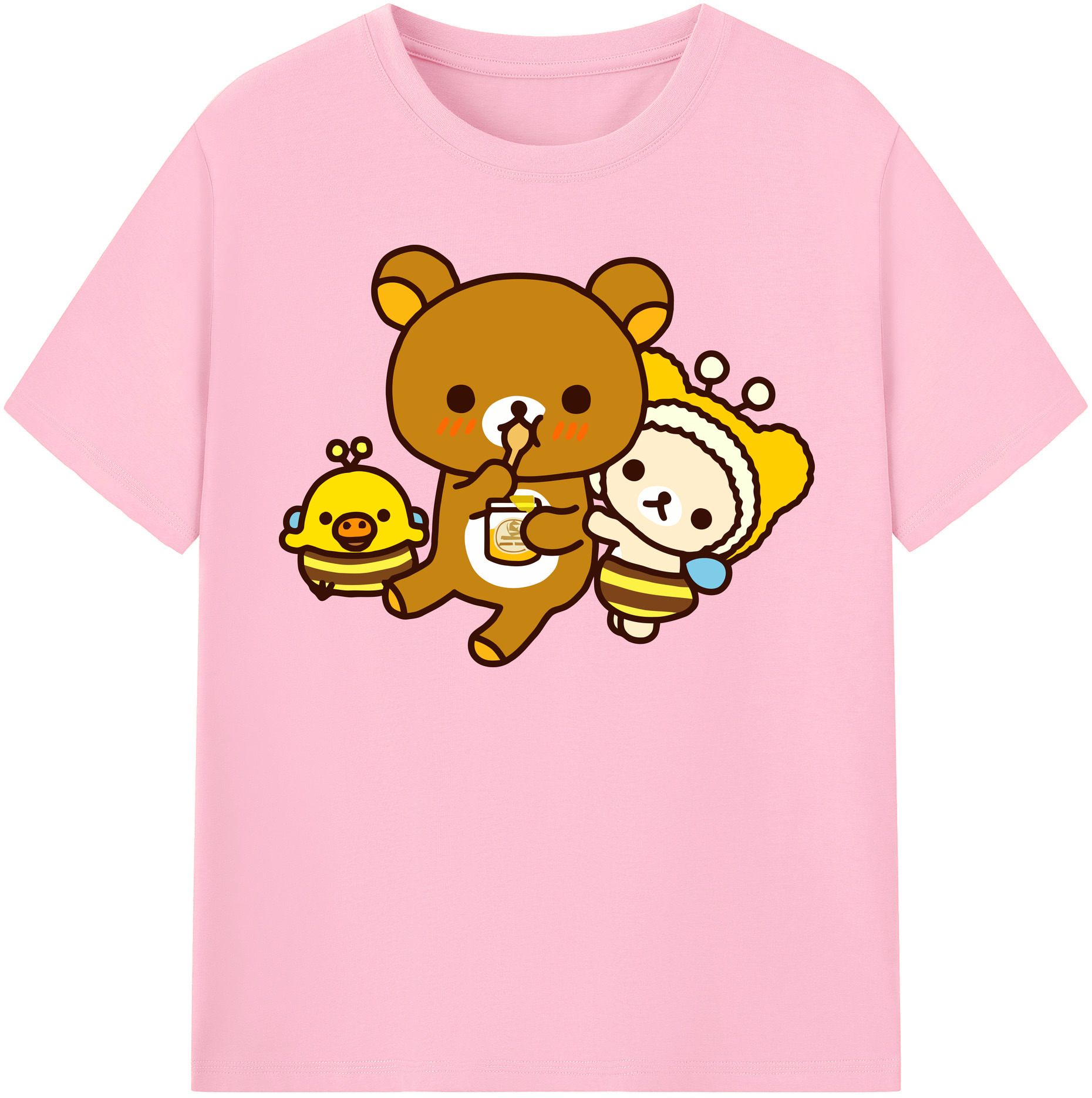 （画像用） リラックマ リラックマ キイロイトリ Rilakkuma Korilakkuma Kiiroitori 綿100％半袖Tシャツ（フロントプリント）