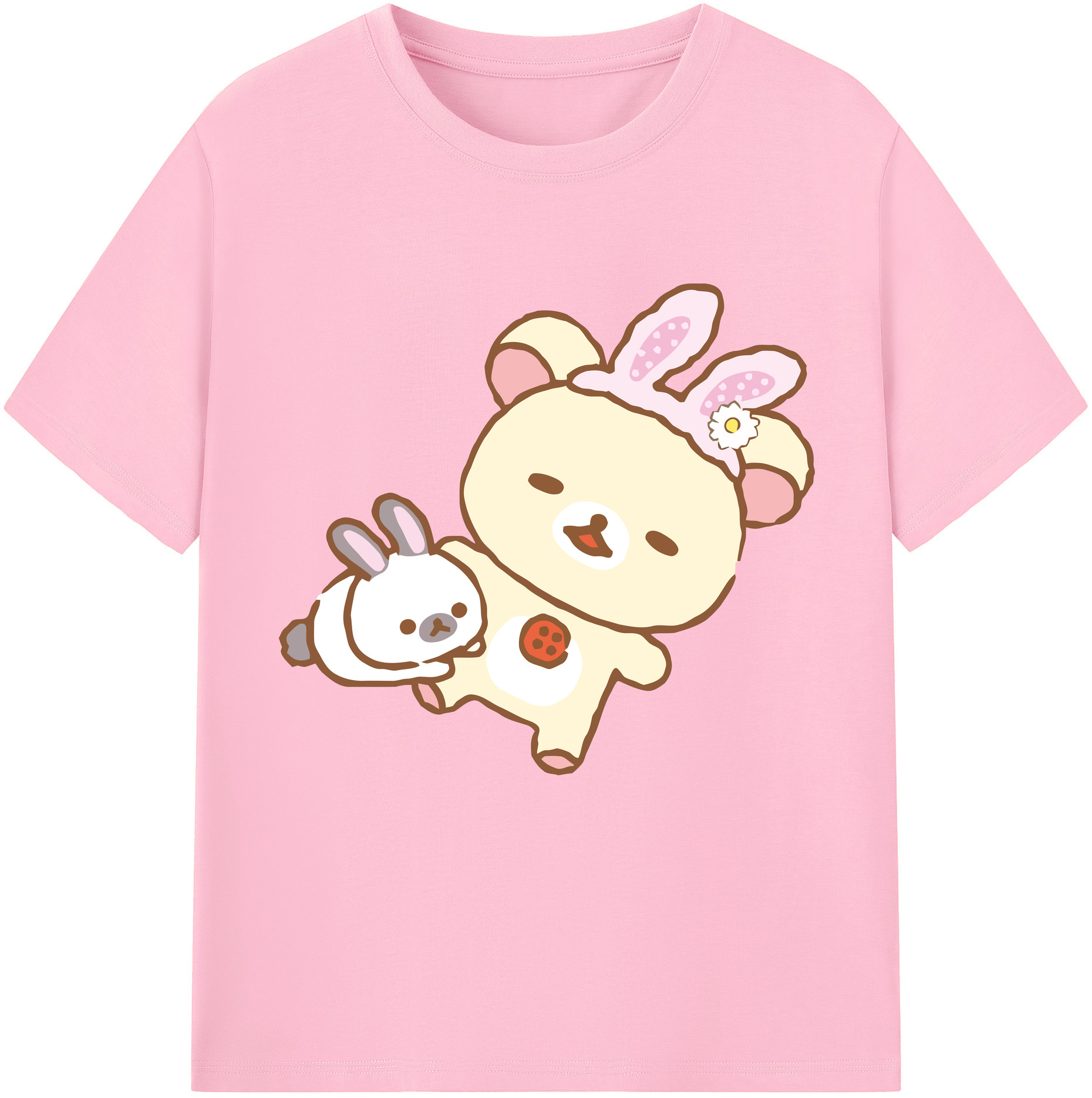 （画像用） リラックマ リラックマ キイロイトリ Rilakkuma Korilakkuma Kiiroitori 綿100％半袖Tシャツ（フロントプリント）