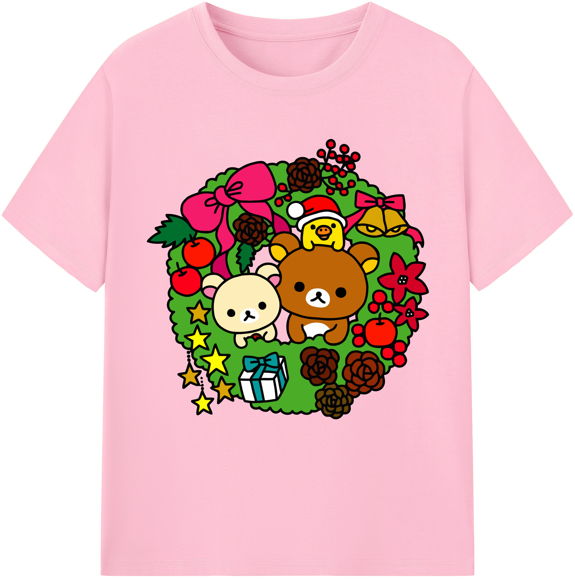 （画像用） リラックマ リラックマ キイロイトリ Rilakkuma Korilakkuma Kiiroitori 綿100％半袖Tシャツ（フロントプリント）
