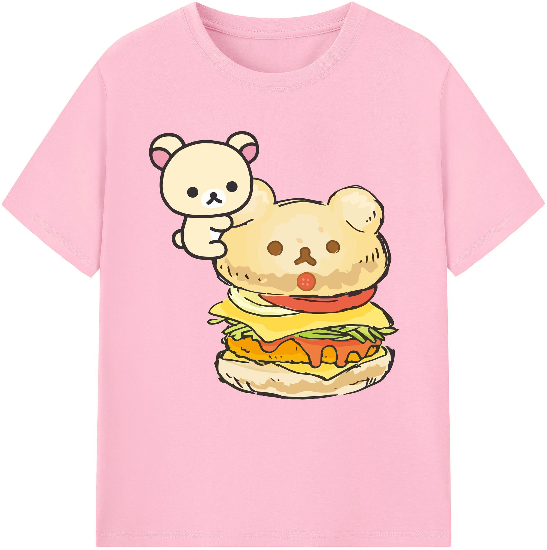 （画像用） リラックマ リラックマ キイロイトリ Rilakkuma Korilakkuma Kiiroitori 綿100％半袖Tシャツ（フロントプリント）