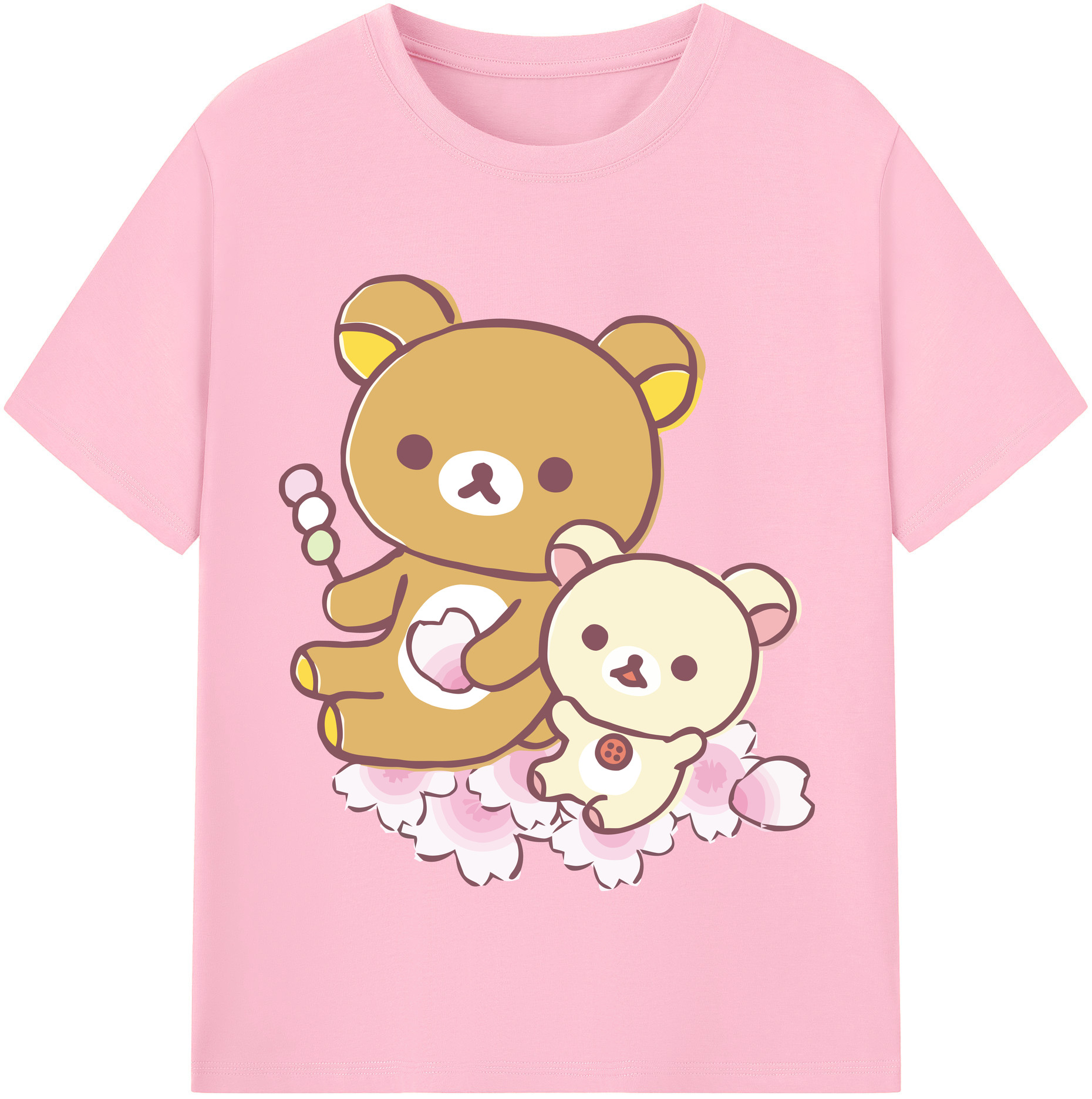 （画像用） リラックマ リラックマ キイロイトリ Rilakkuma Korilakkuma Kiiroitori 綿100％半袖Tシャツ（フロントプリント）