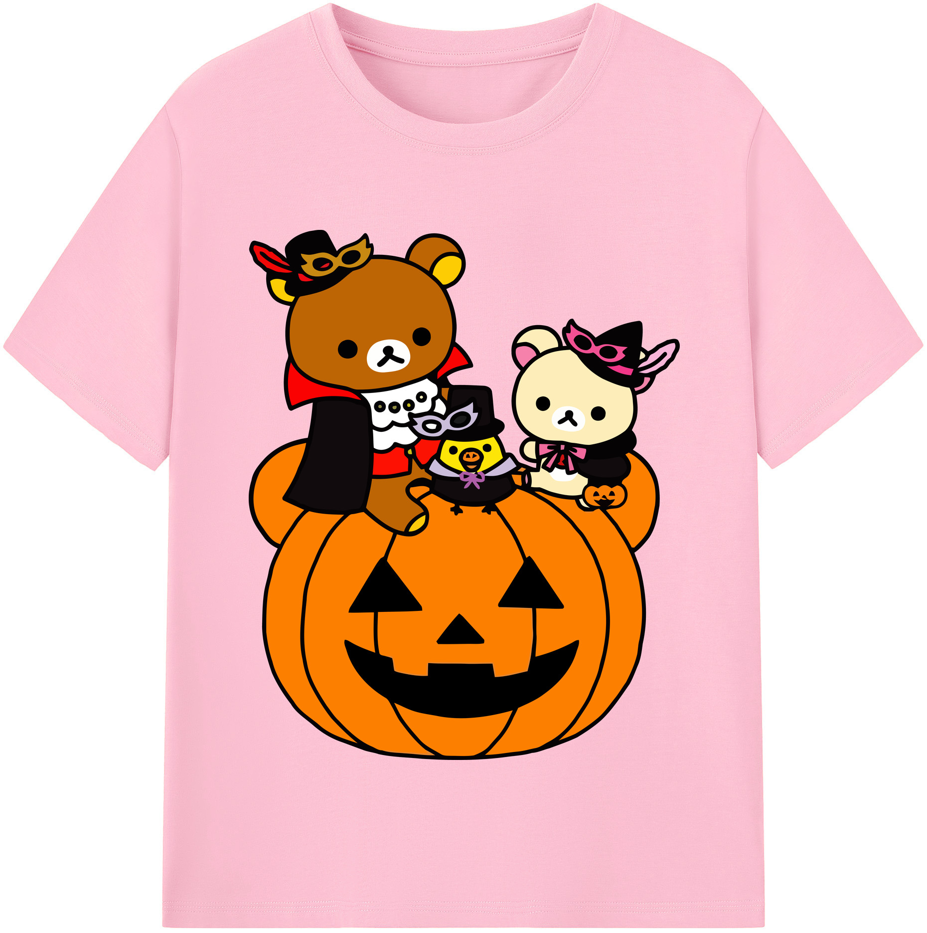 （画像用） リラックマ リラックマ キイロイトリ Rilakkuma Korilakkuma Kiiroitori 綿100％半袖Tシャツ（フロントプリント）