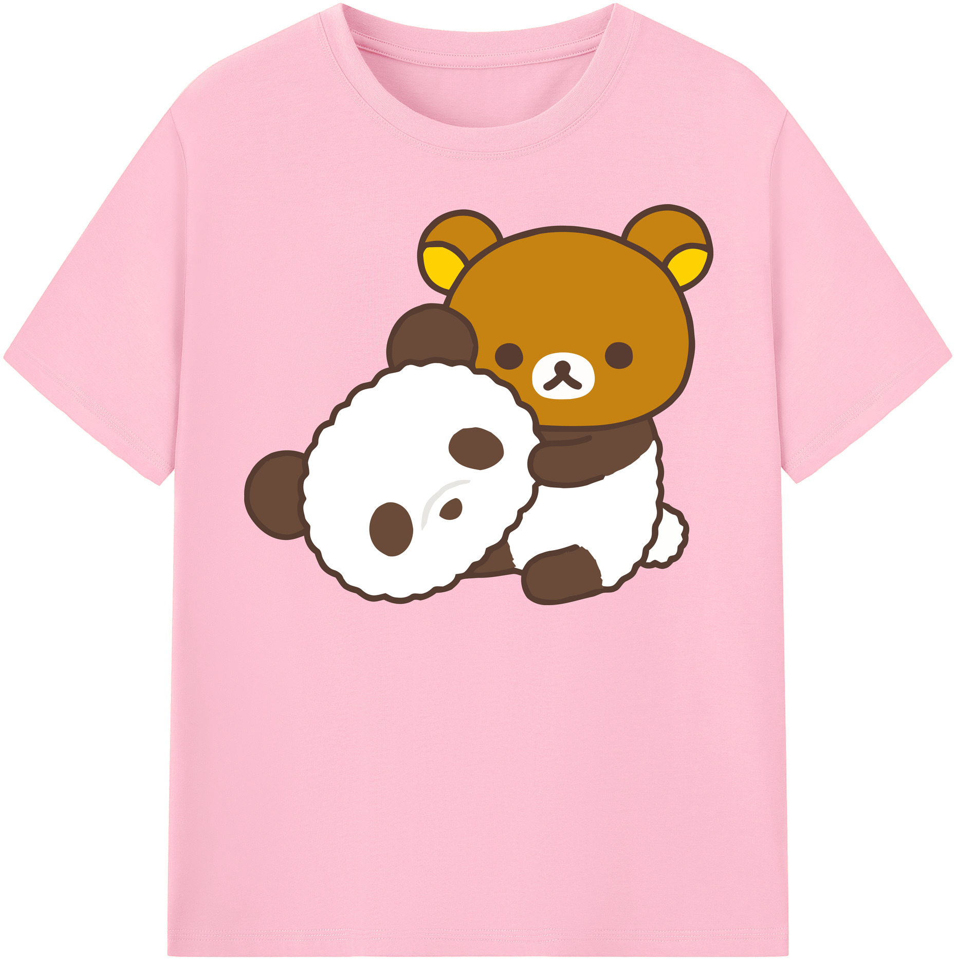 （画像用） リラックマ リラックマ キイロイトリ Rilakkuma Korilakkuma Kiiroitori 綿100％半袖Tシャツ（フロントプリント）