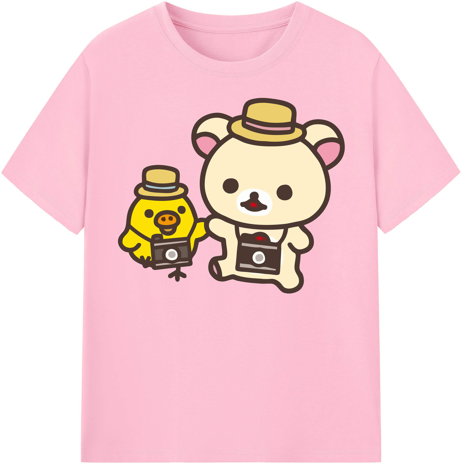 （画像用） リラックマ リラックマ キイロイトリ Rilakkuma Korilakkuma Kiiroitori 綿100％半袖Tシャツ（フロントプリント）