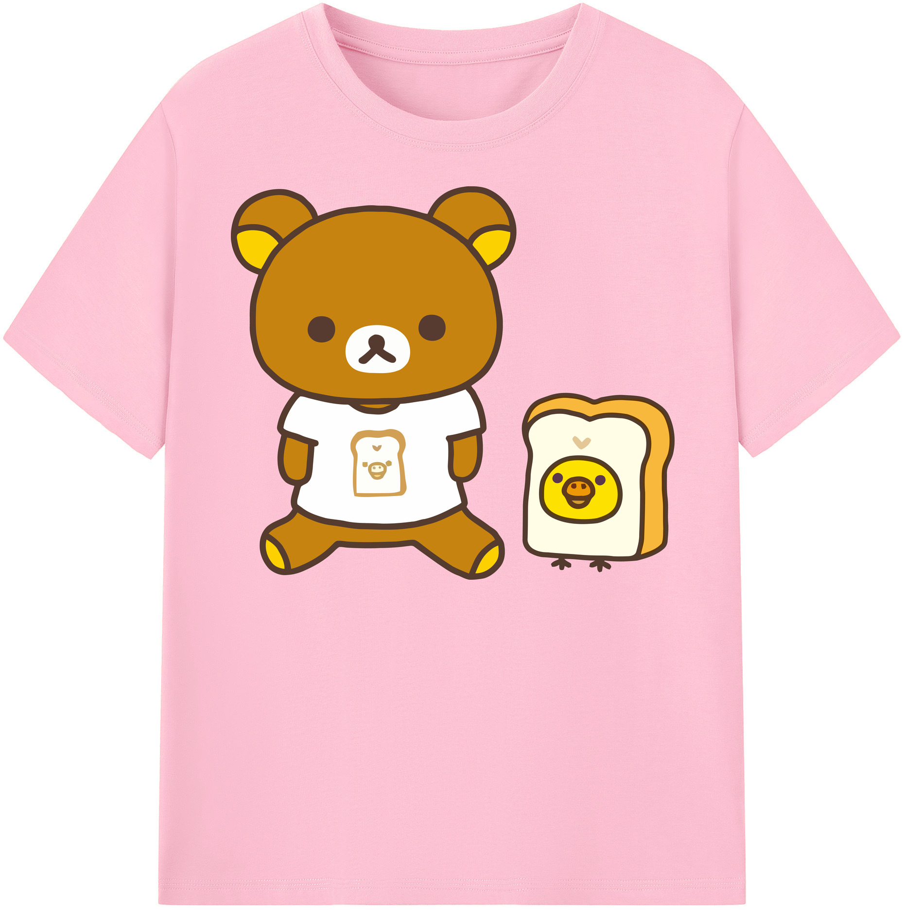 （画像用） リラックマ リラックマ キイロイトリ Rilakkuma Korilakkuma Kiiroitori 綿100％半袖Tシャツ（フロントプリント）
